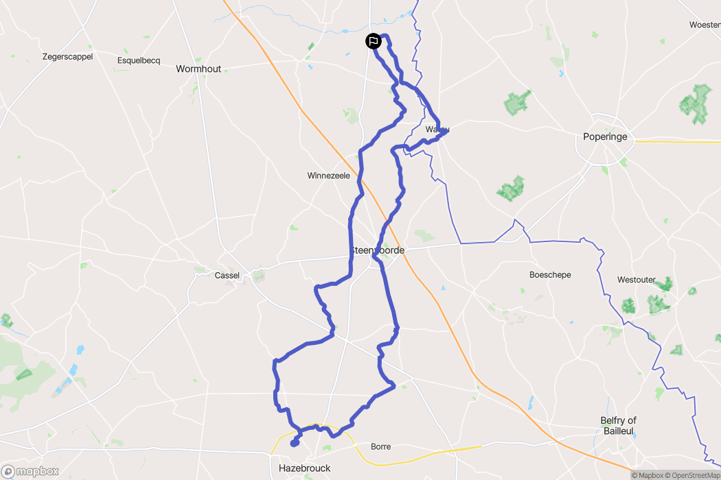 Wormhout : carte du parcours de randonnée - France