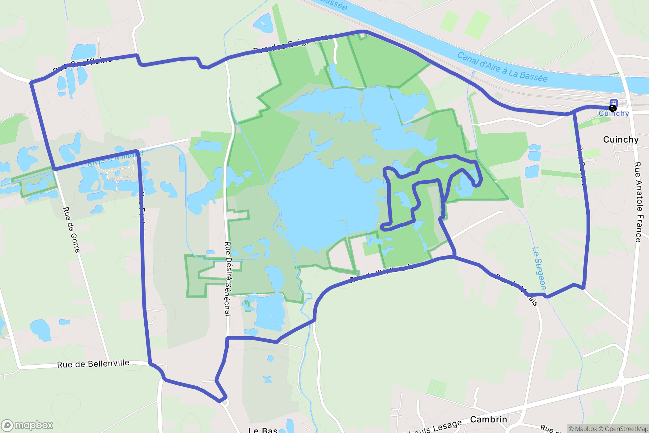 Cuinchy : carte du parcours de randonnée - France