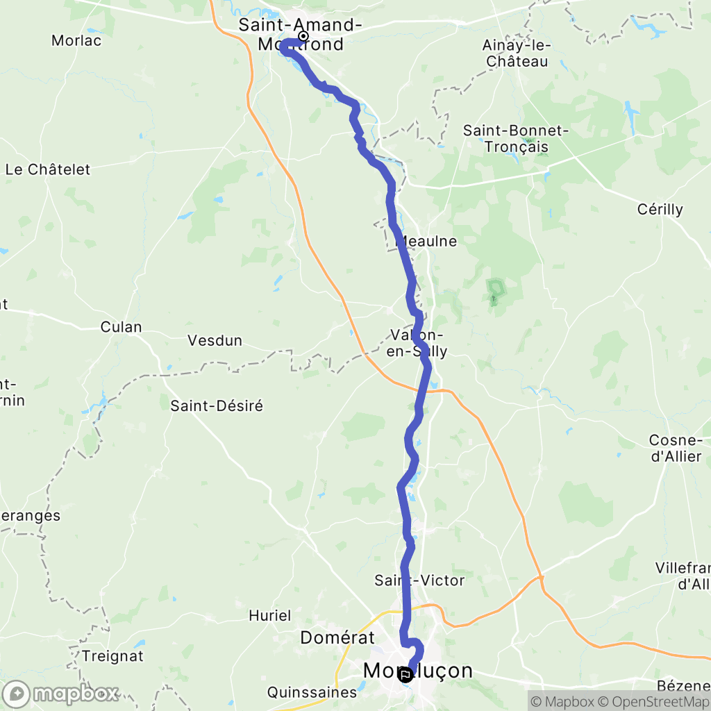 Saint-Amand-Montrond : carte du parcours de randonnée - France