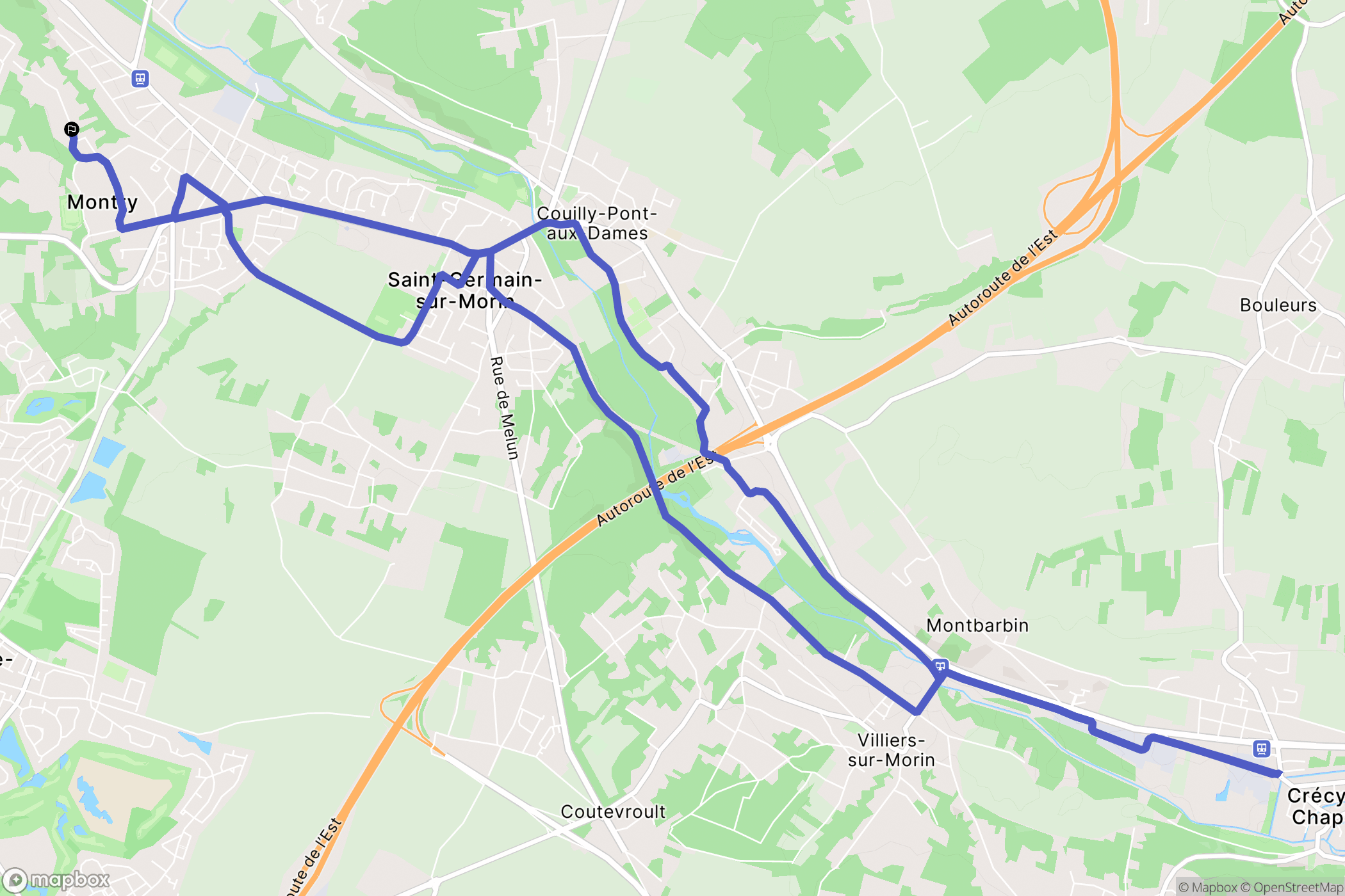 Montry : carte du parcours de randonnée - France