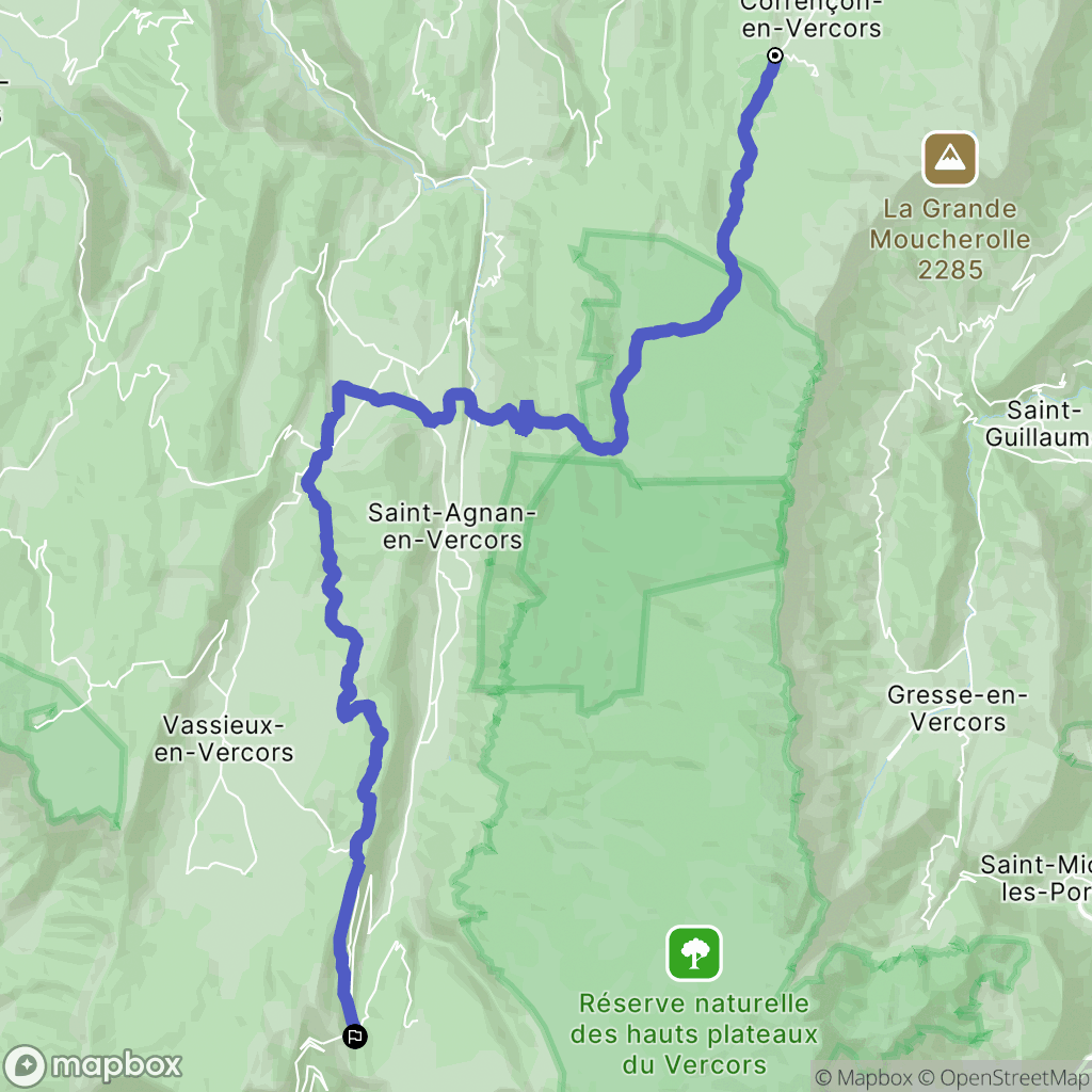 Corrençon-en-Vercors : carte du parcours de randonnée - France