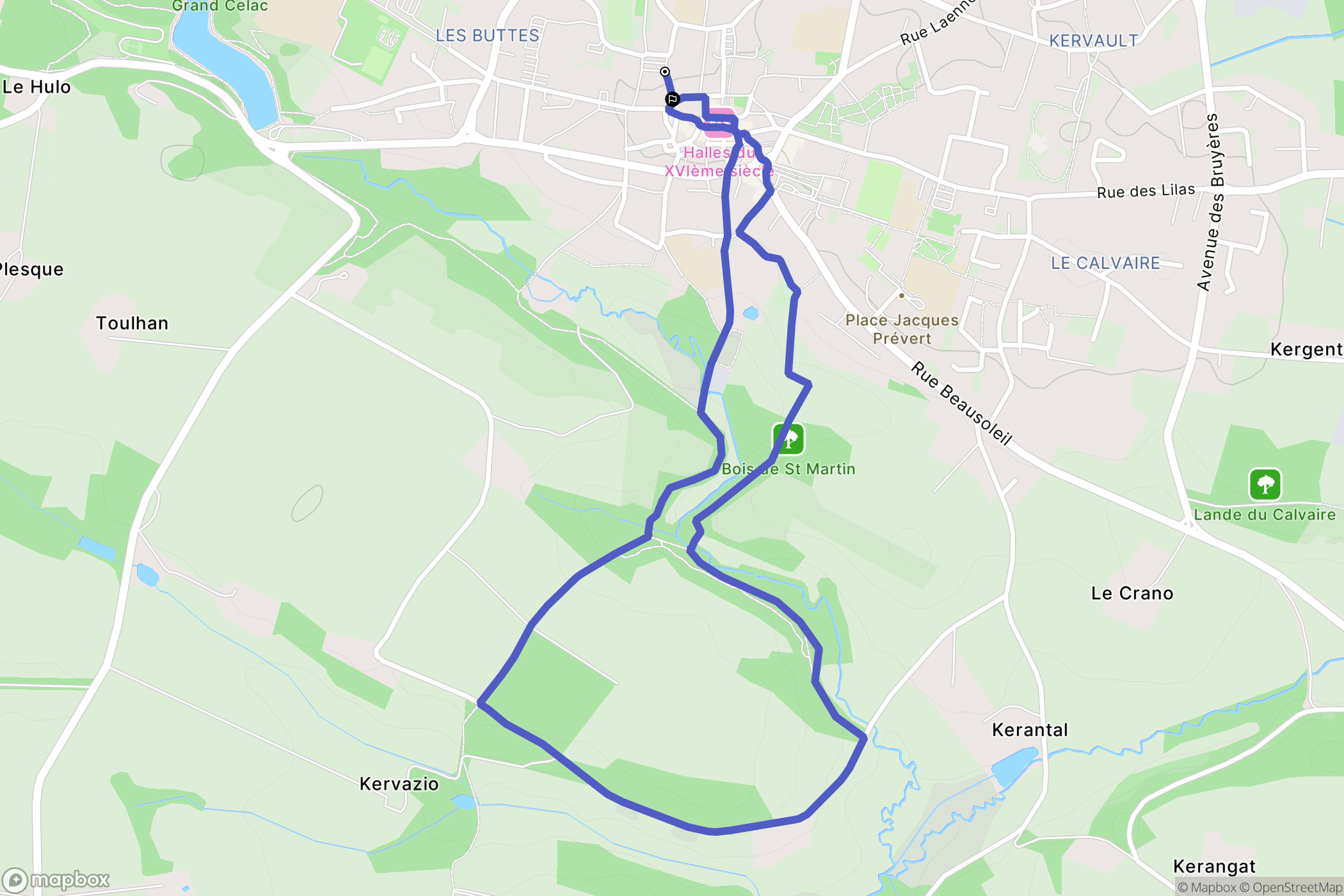 Questembert : carte du parcours de randonnée - France