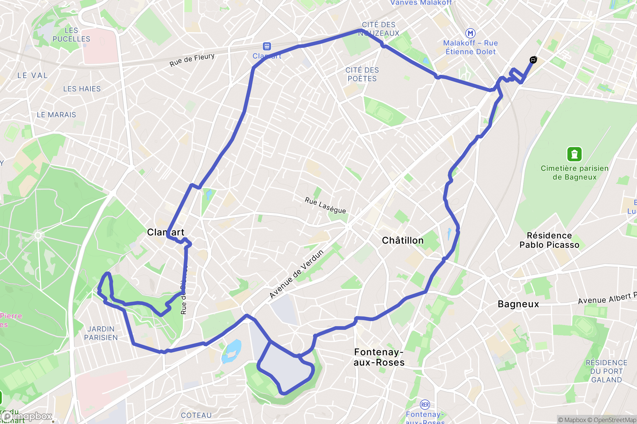 Montrouge : carte du parcours de randonnée - France