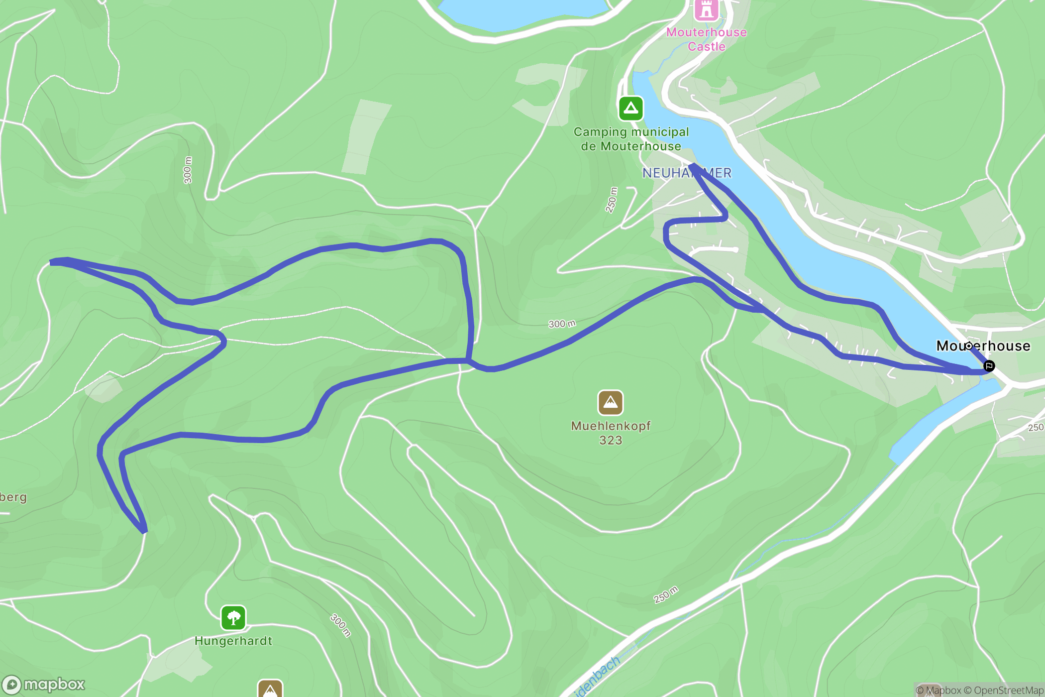 Mouterhouse : carte du parcours de randonnée - France