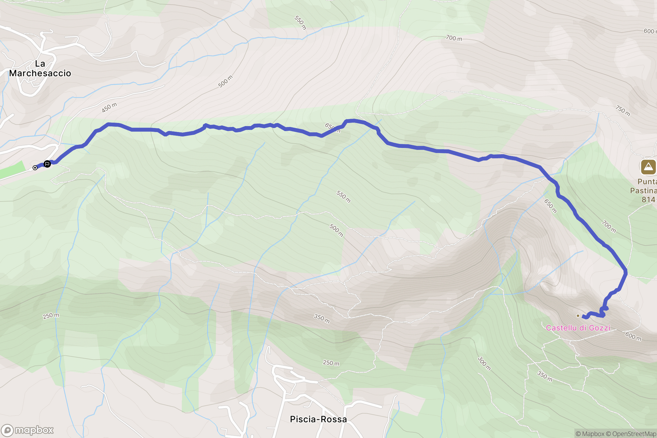 Appietto : carte du parcours de randonnée - France