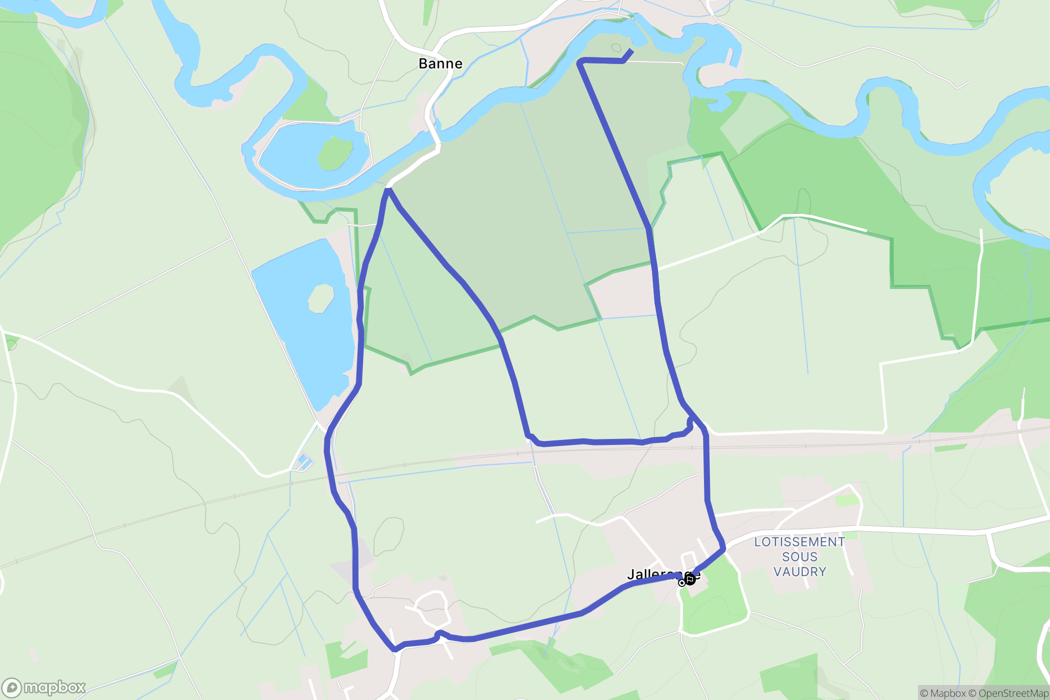 Jallerange : carte du parcours de randonnée - France