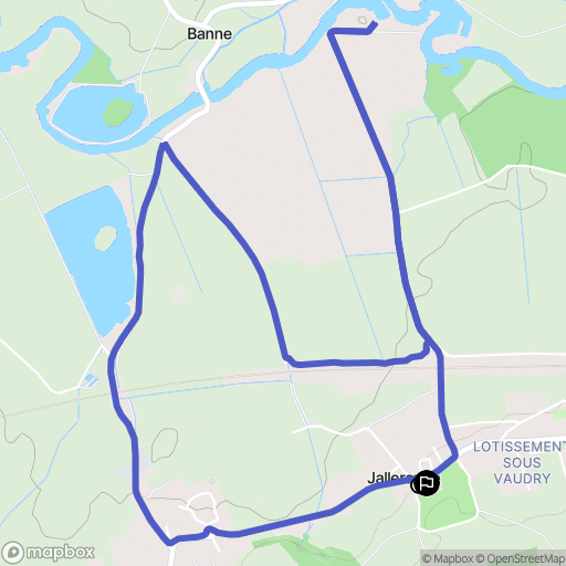 Jallerange : carte du parcours de randonnée - France