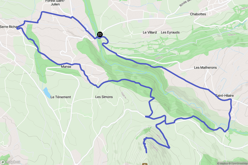 Chabottes : carte du parcours de randonnée - France