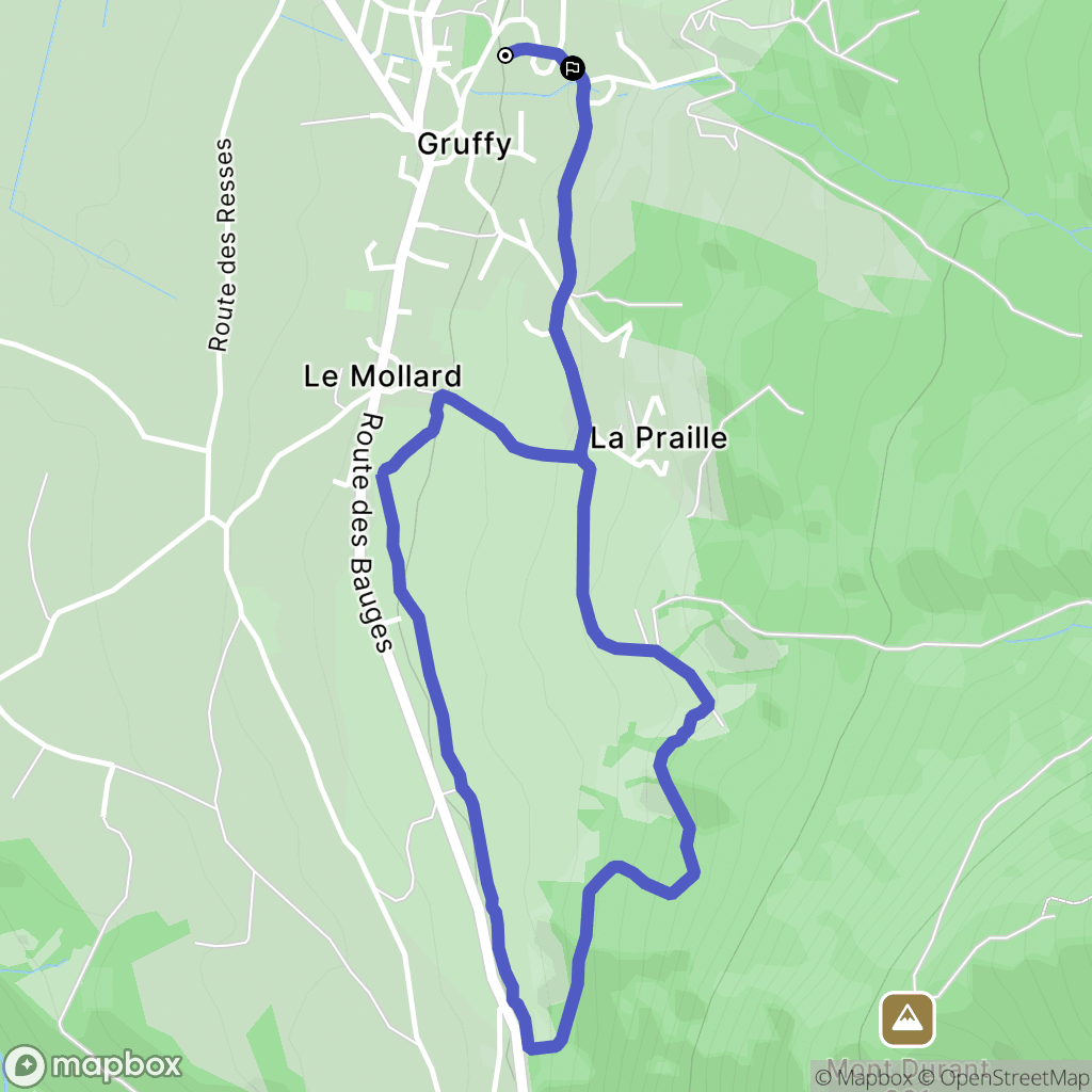 Gruffy : carte du parcours de randonnée - France