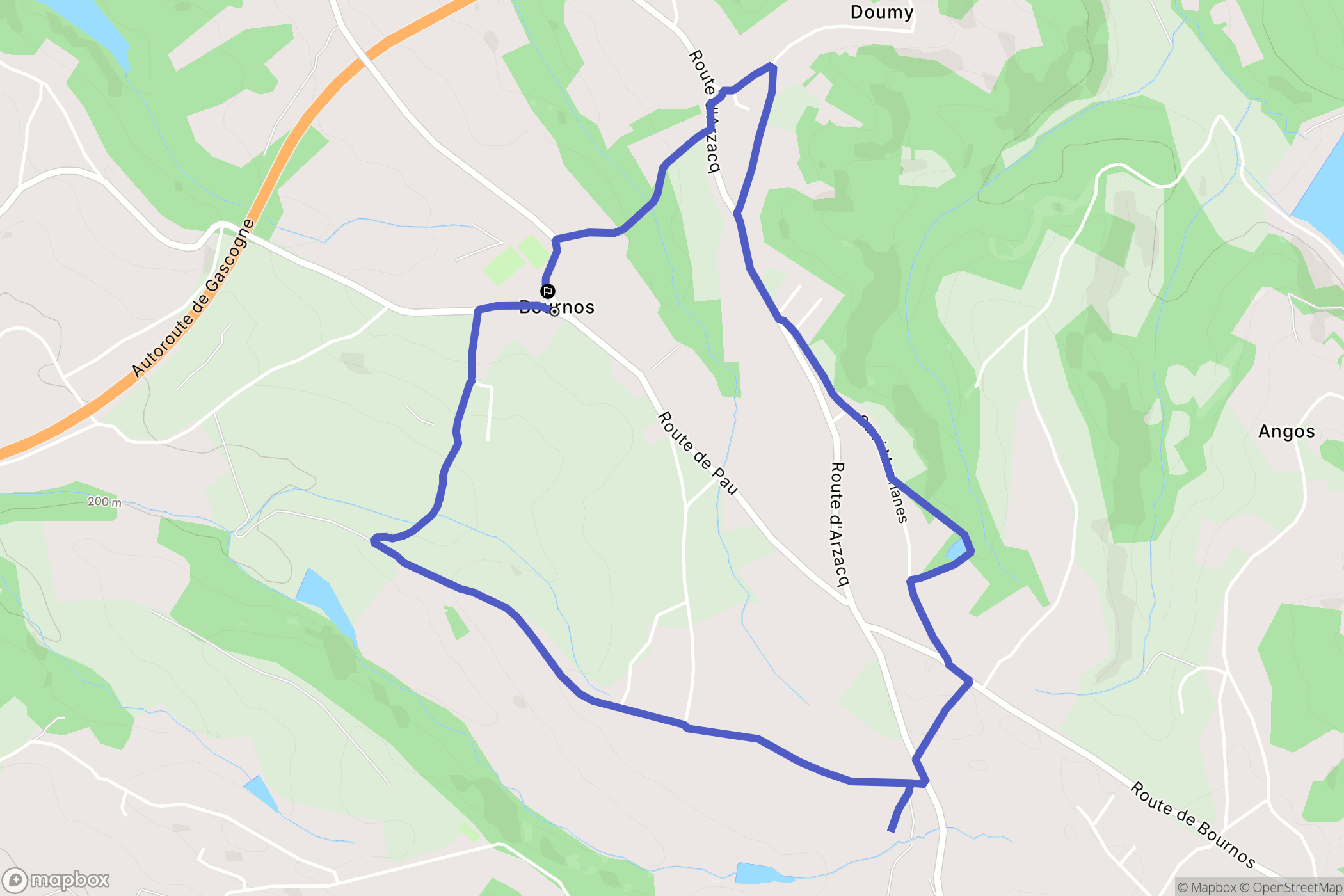 Bournos : carte du parcours de randonnée - France