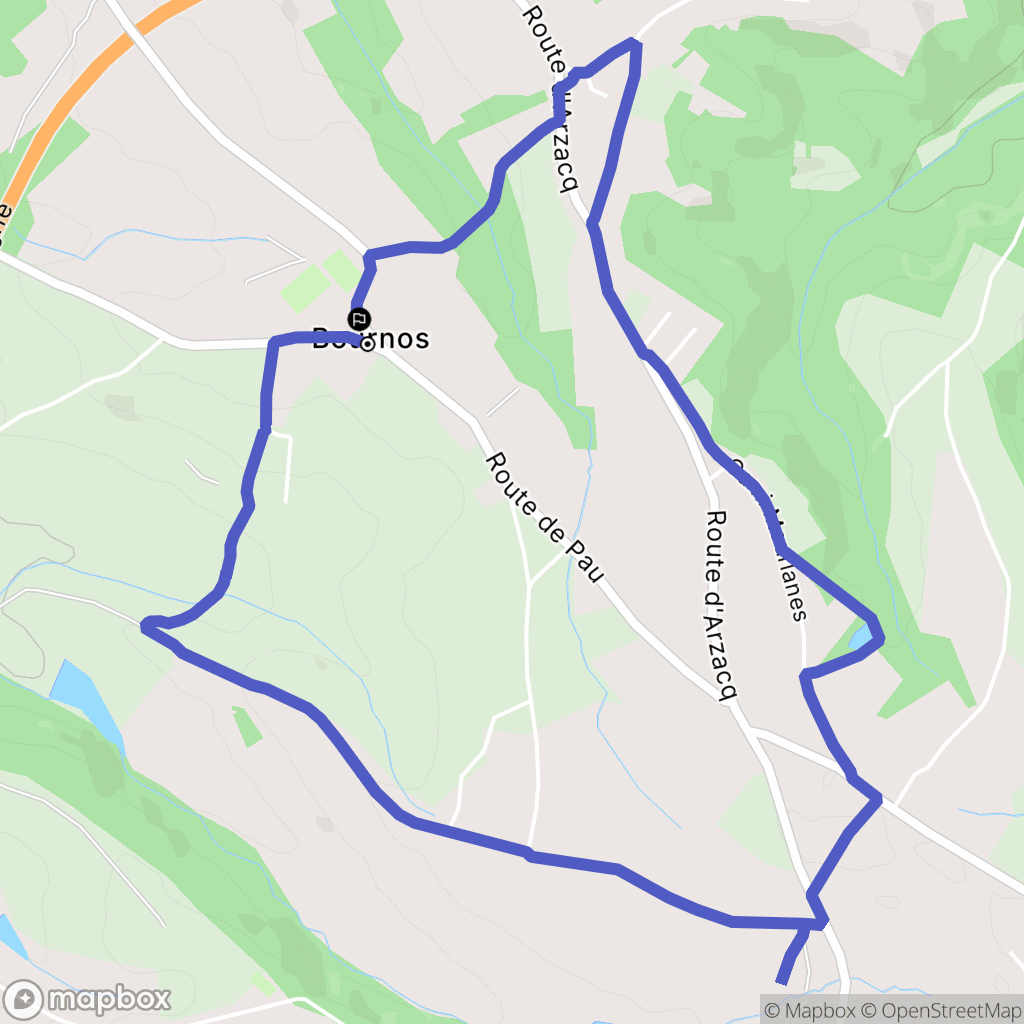 Bournos : carte du parcours de randonnée - France