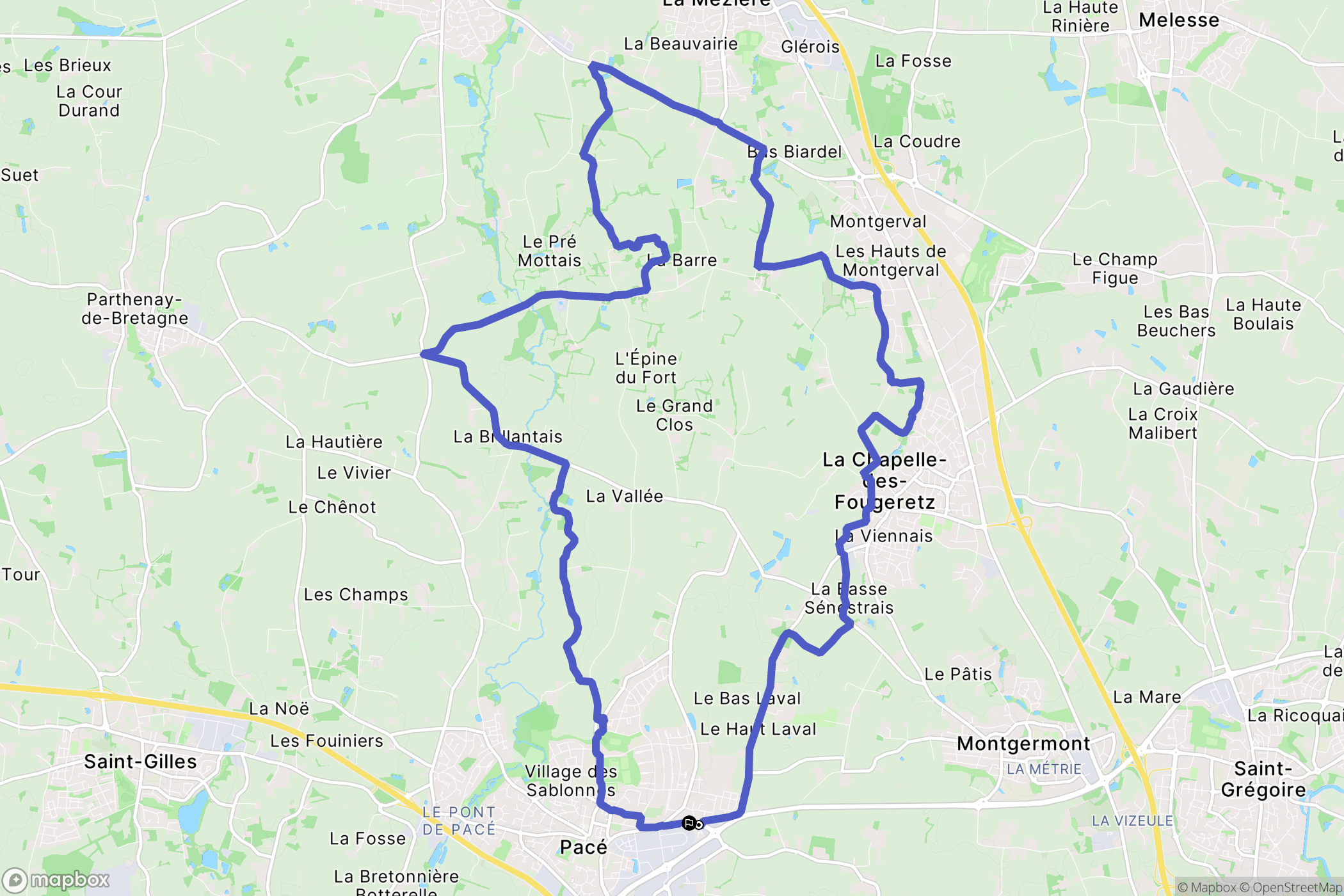 Pacé : carte du parcours de randonnée - France