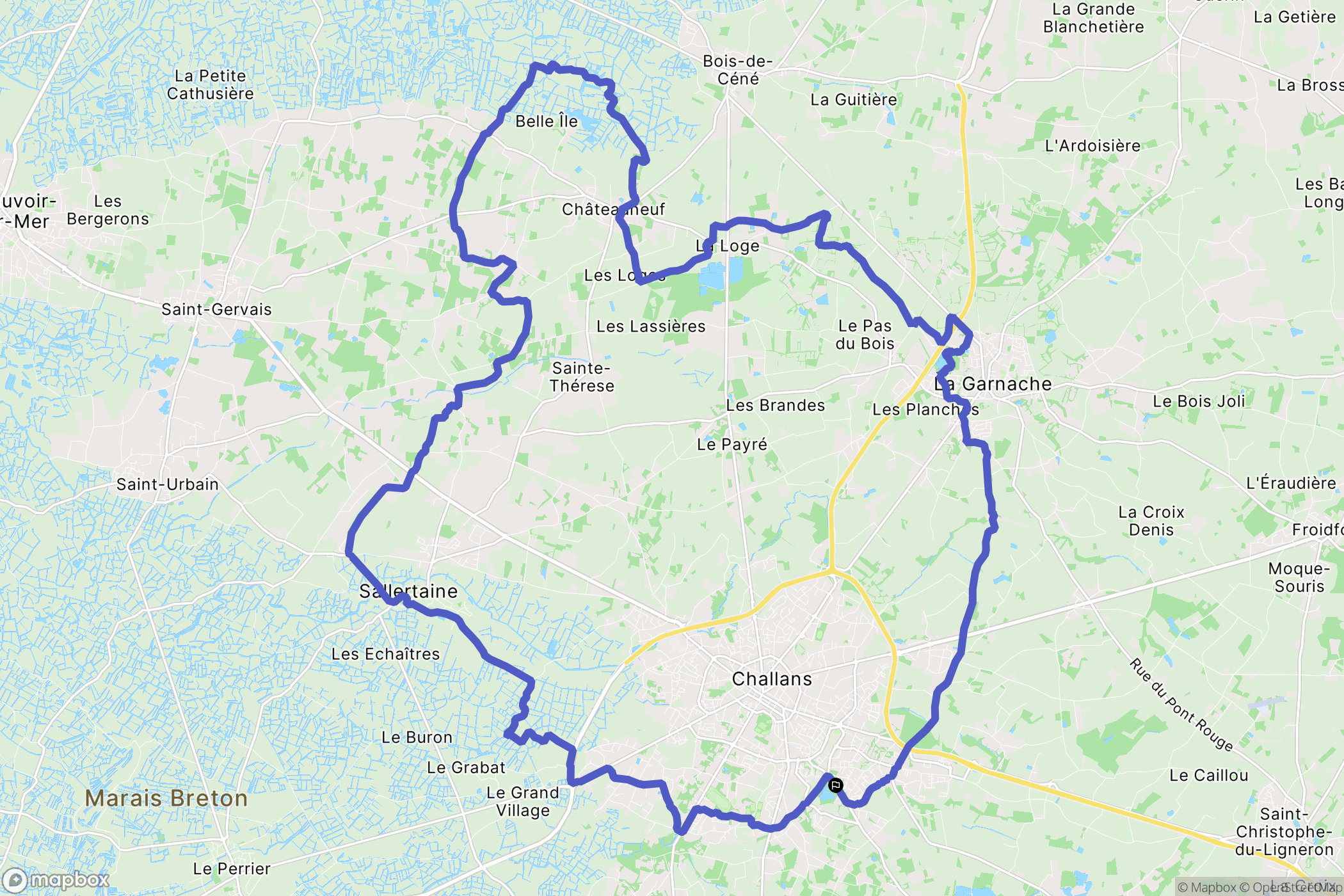 Challans : carte du parcours de randonnée - France