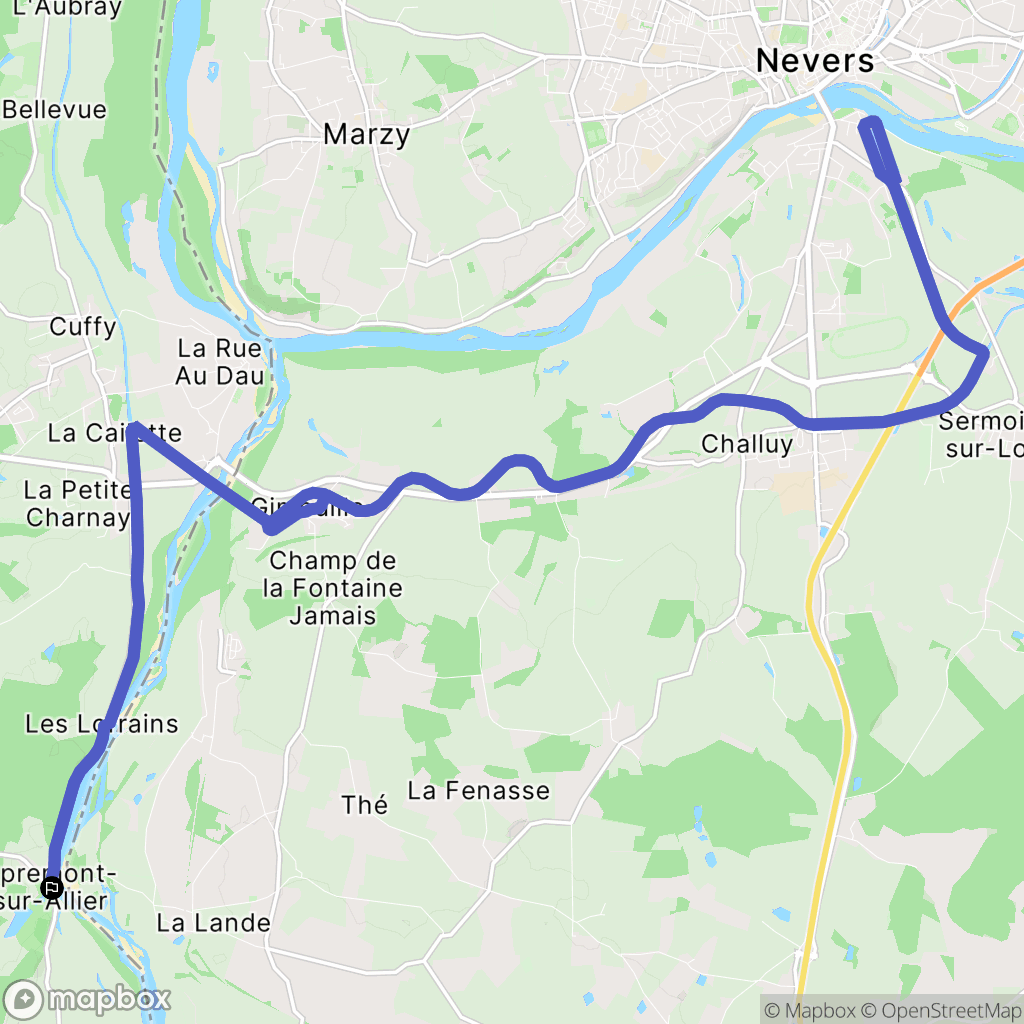 Apremont-sur-Allier : carte du parcours de randonnée - France