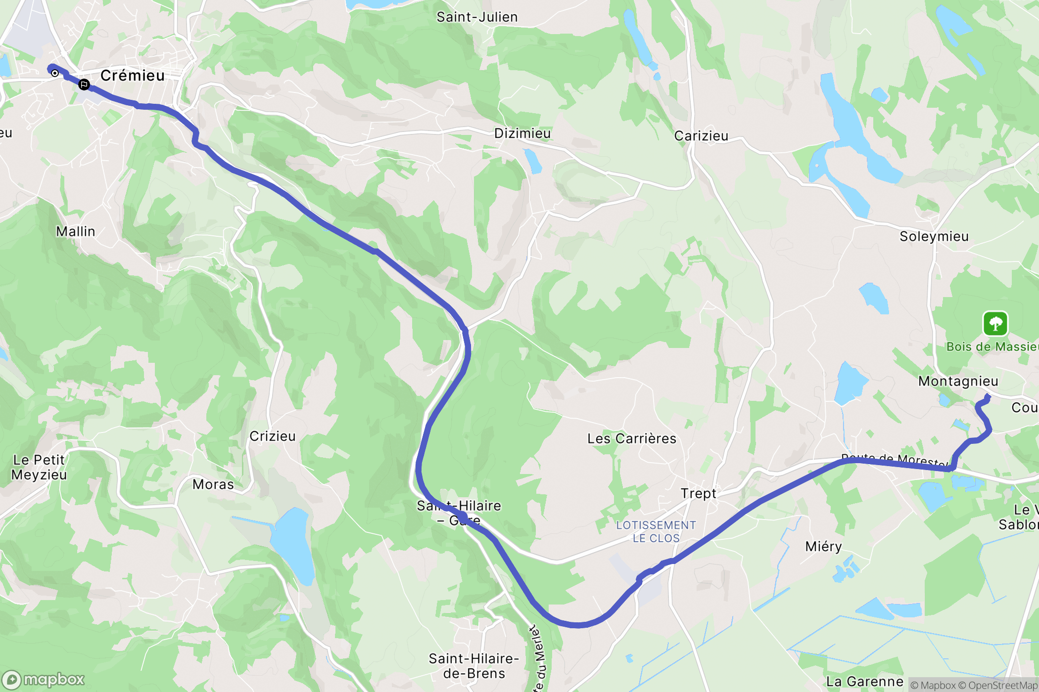 Crémieu : carte du parcours de randonnée - France