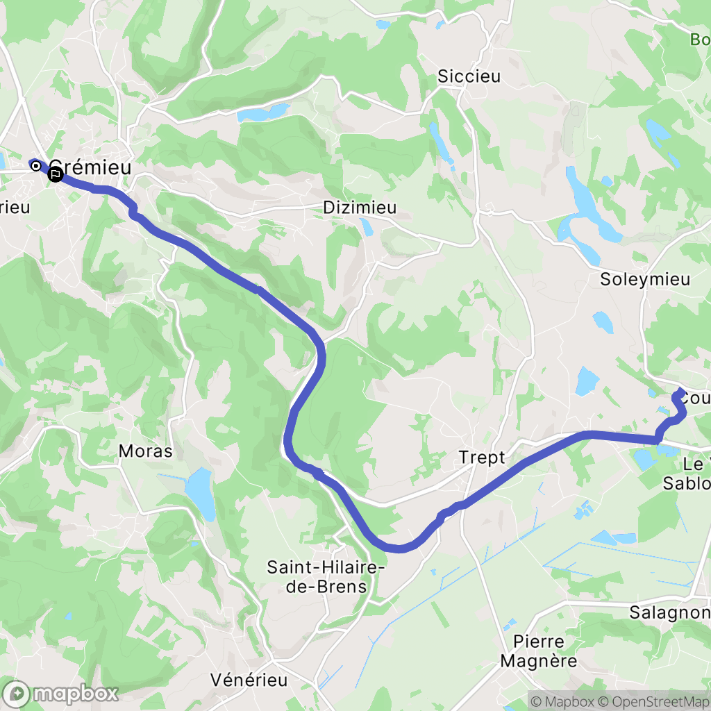 Crémieu : carte du parcours de randonnée - France
