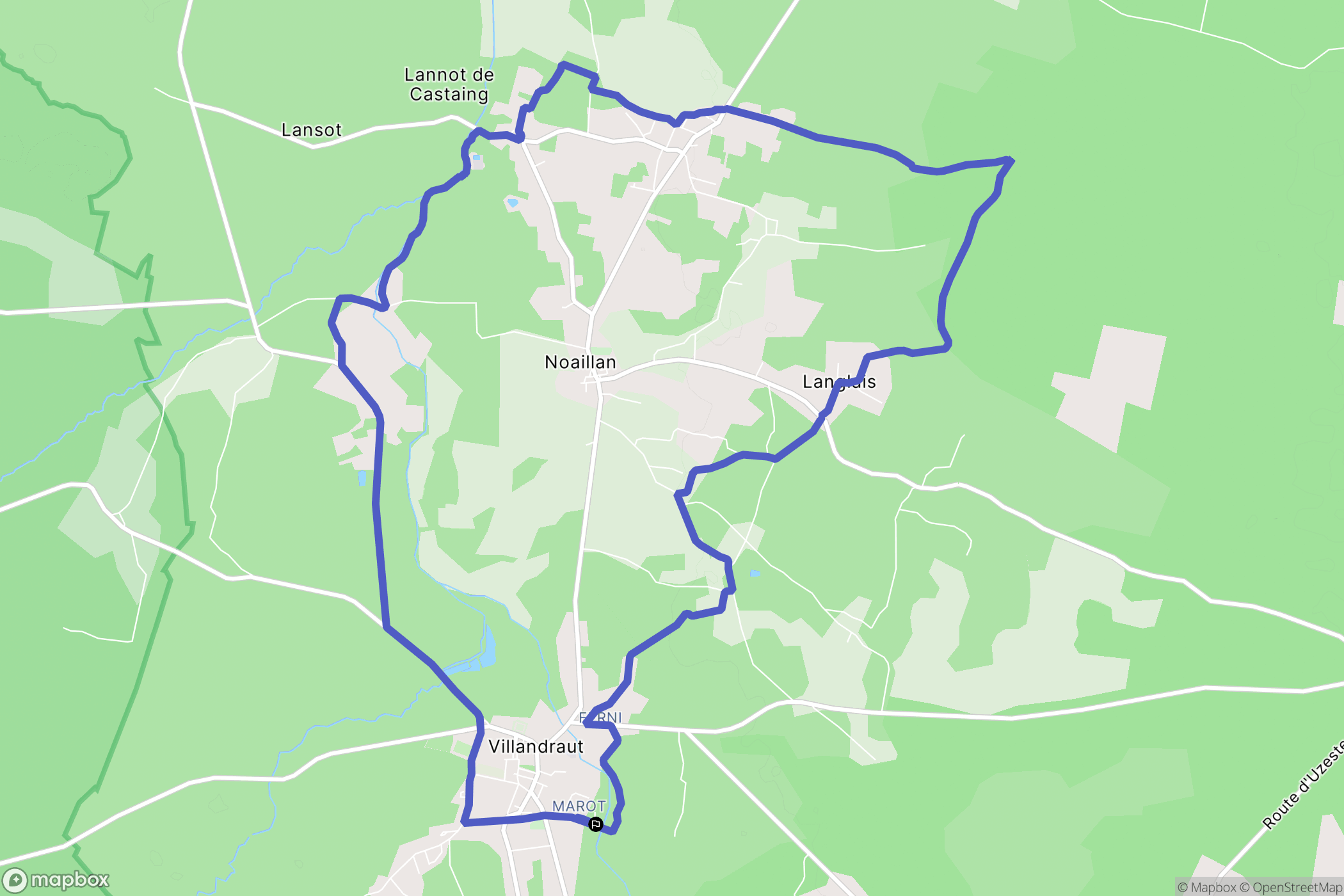 Villandraut : carte du parcours de randonnée - France