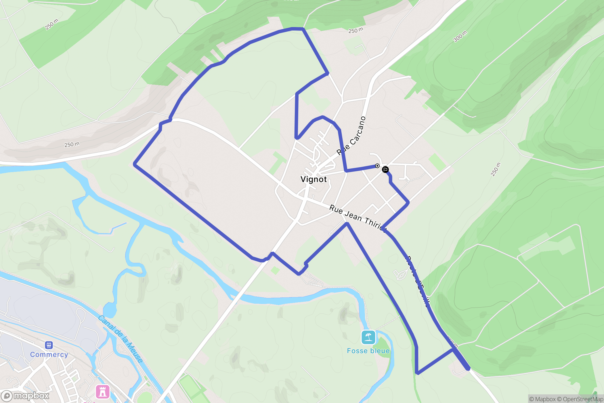 Vignot : carte du parcours de randonnée - France