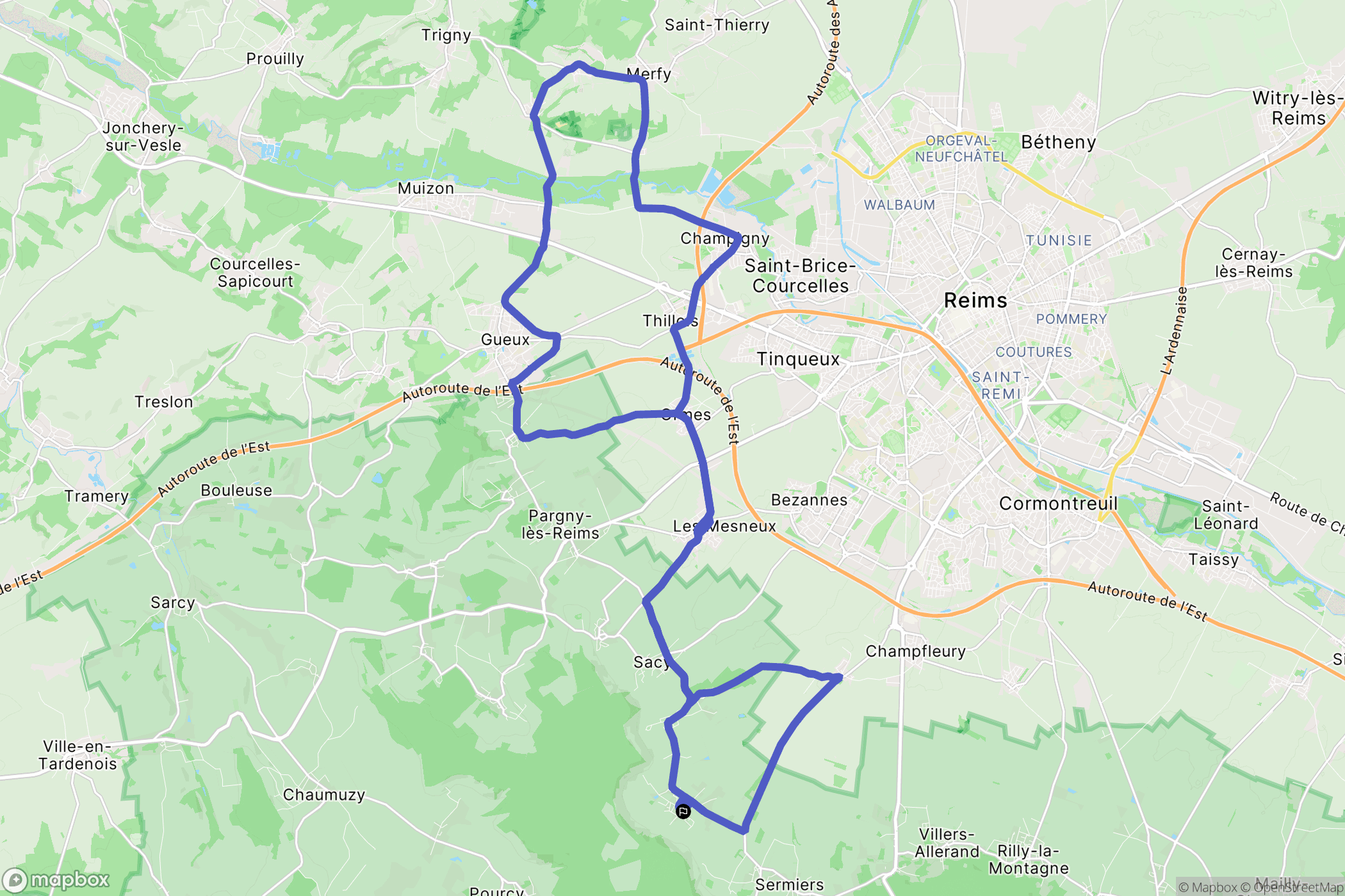 Chamery : carte du parcours de randonnée - France