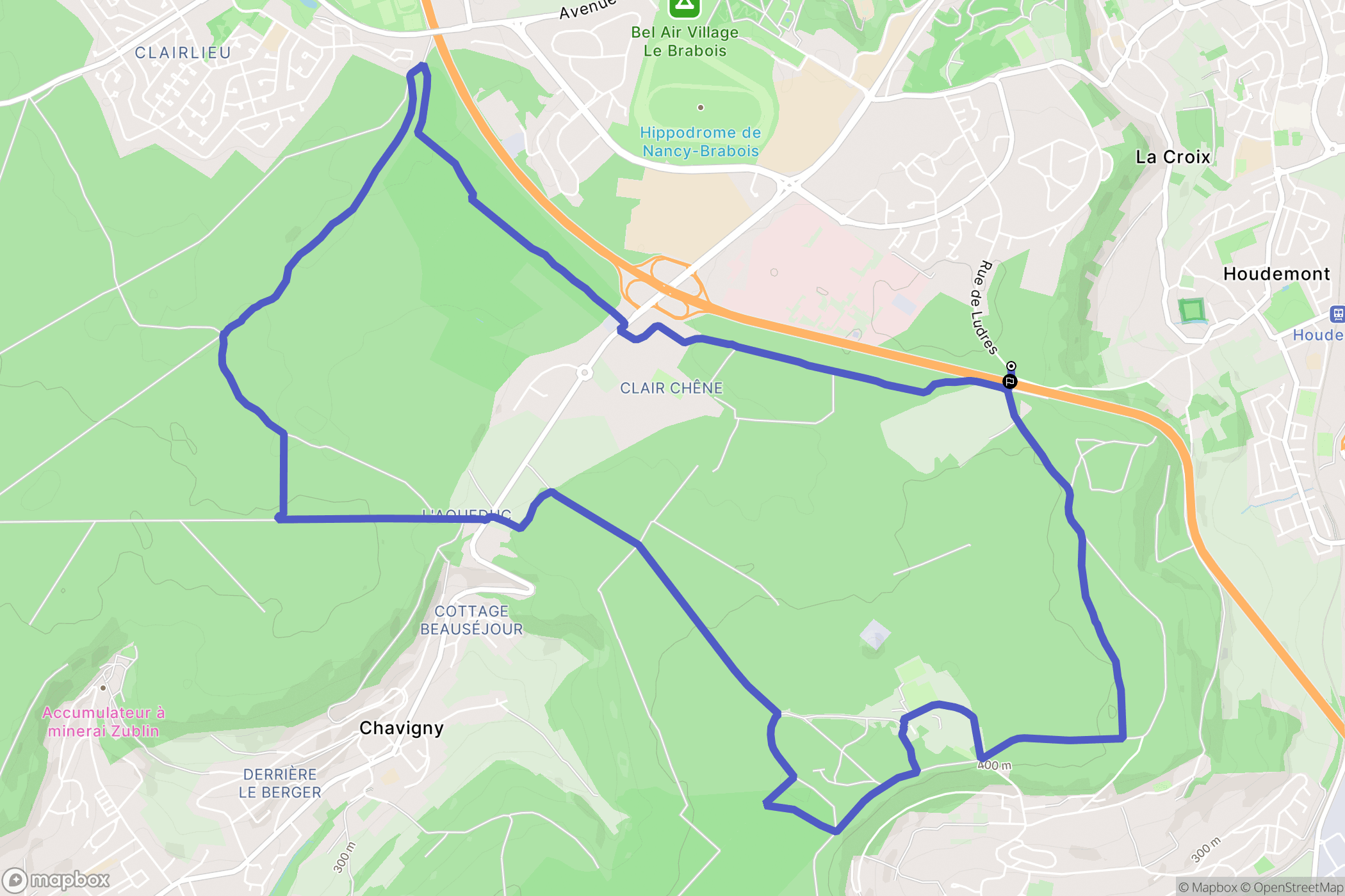 Houdemont : carte du parcours de randonnée - France