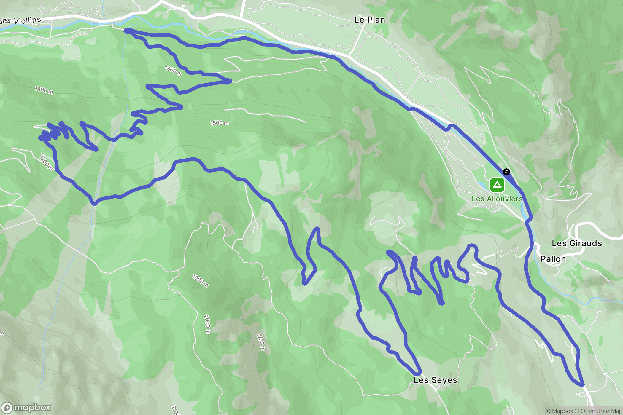 Freissinières : carte du parcours de randonnée - France