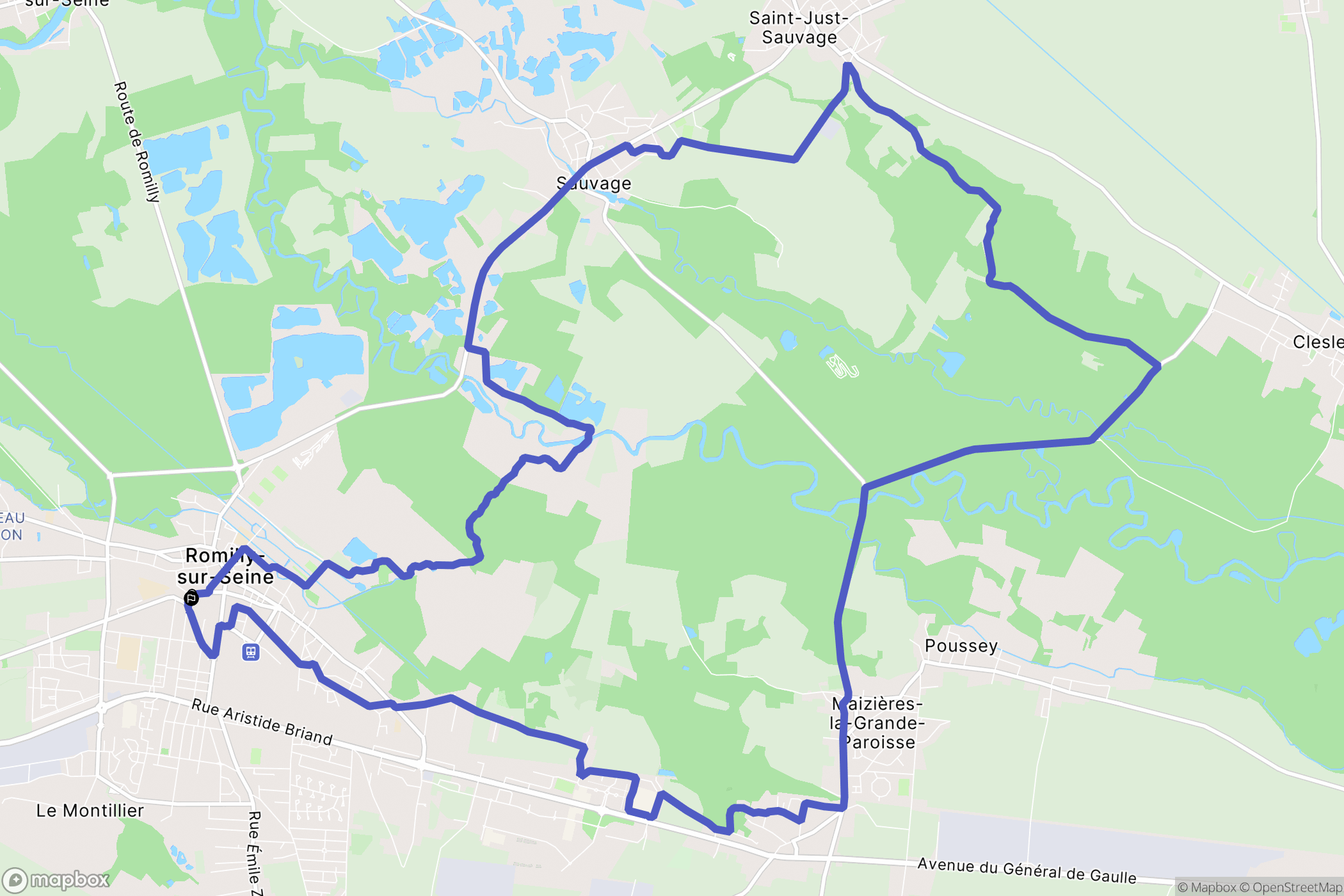 Romilly-sur-Seine : carte du parcours de randonnée - France