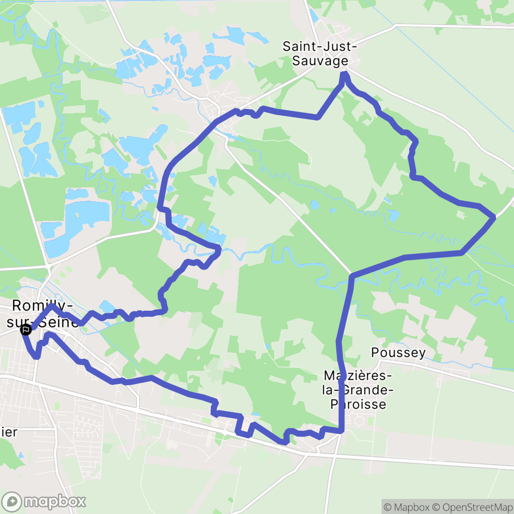 Romilly-sur-Seine : carte du parcours de randonnée - France