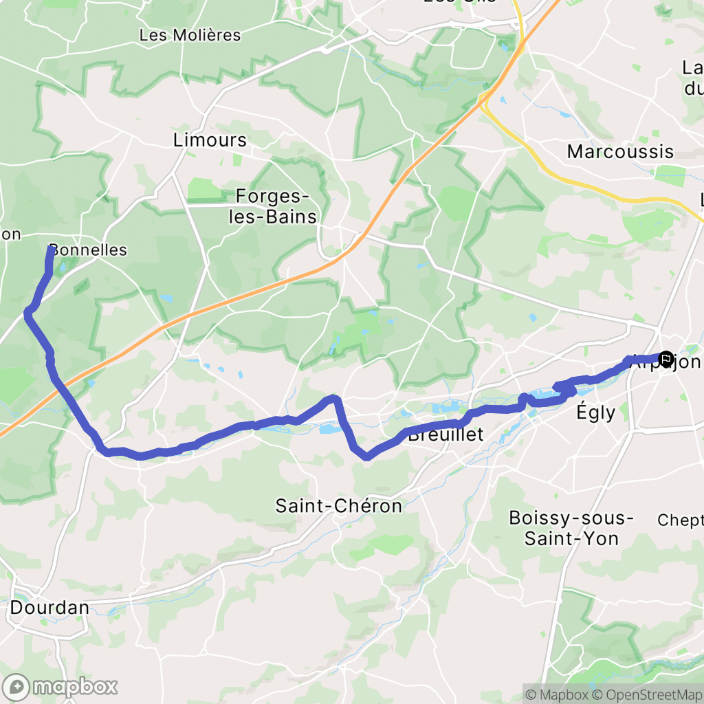Arpajon : carte du parcours de randonnée - France