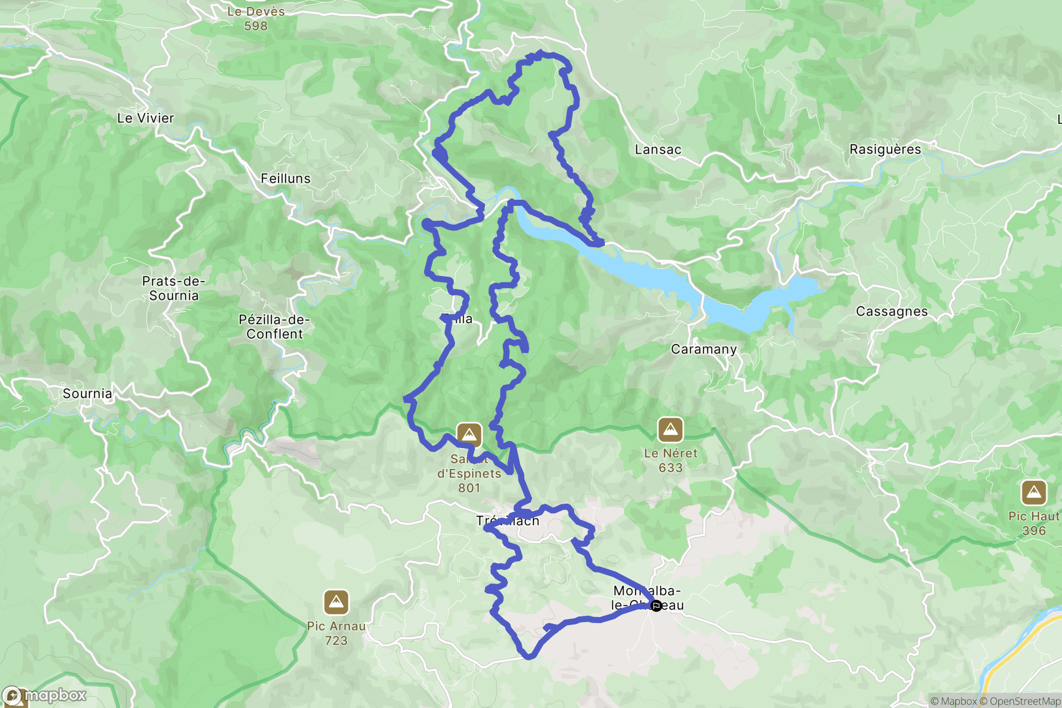 Montalba-le-Château : carte du parcours de randonnée - France