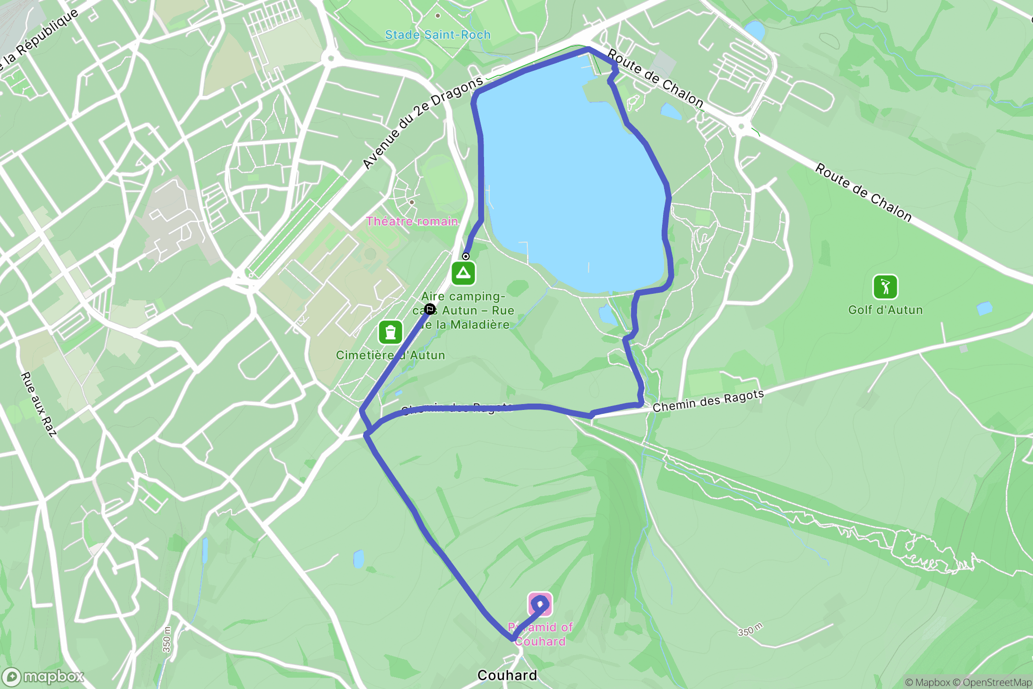 Autun : carte du parcours de randonnée - France