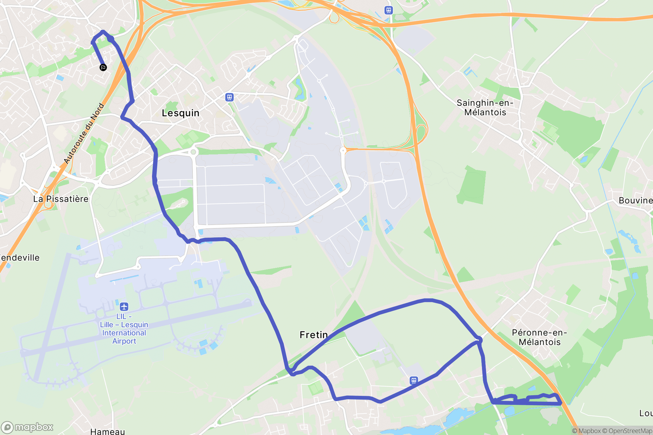 Ronchin : carte du parcours de randonnée - France