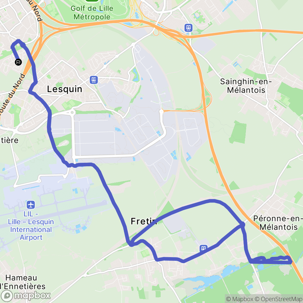 Ronchin : carte du parcours de randonnée - France