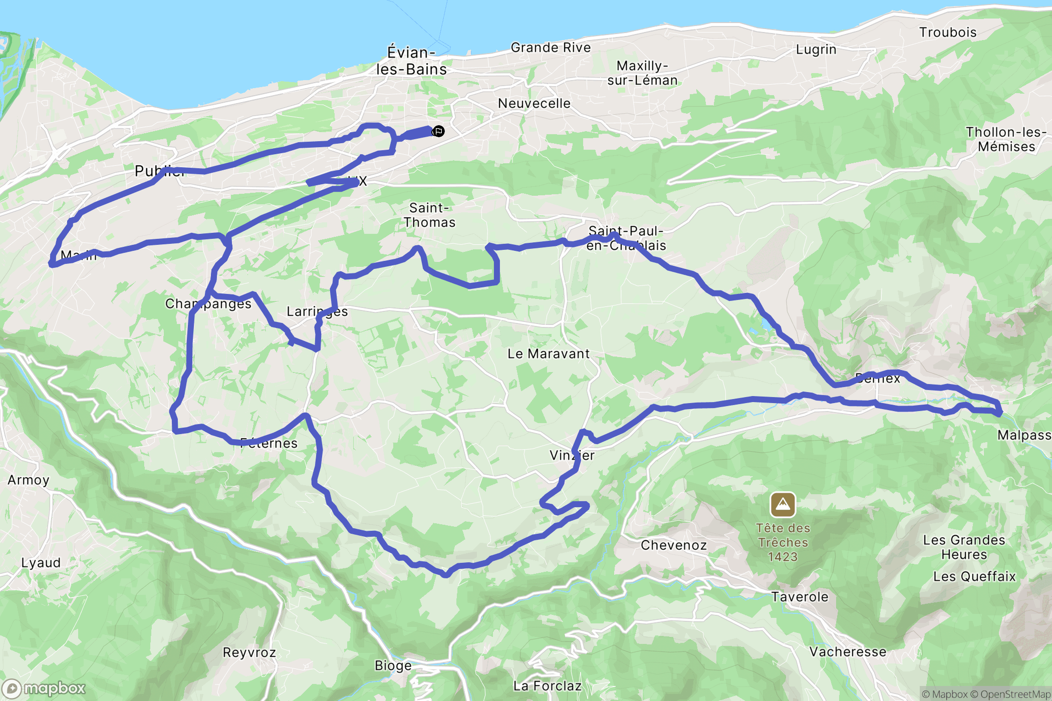 Neuvecelle : carte du parcours de randonnée - France