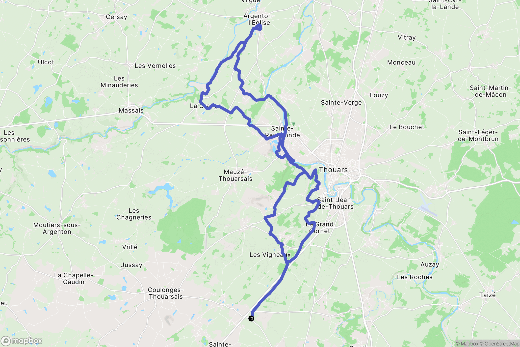 Saint-Varent : carte du parcours de randonnée - France