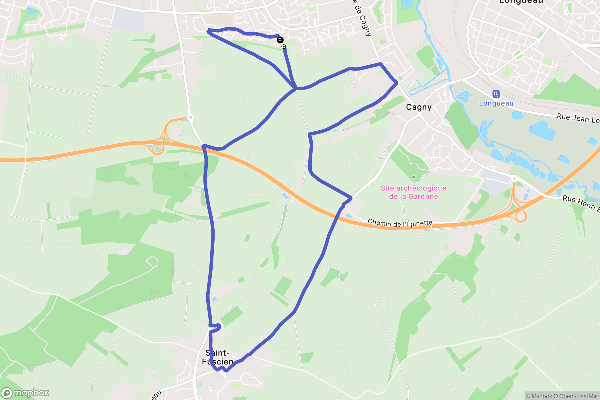 Amiens : carte du parcours de randonnée - France