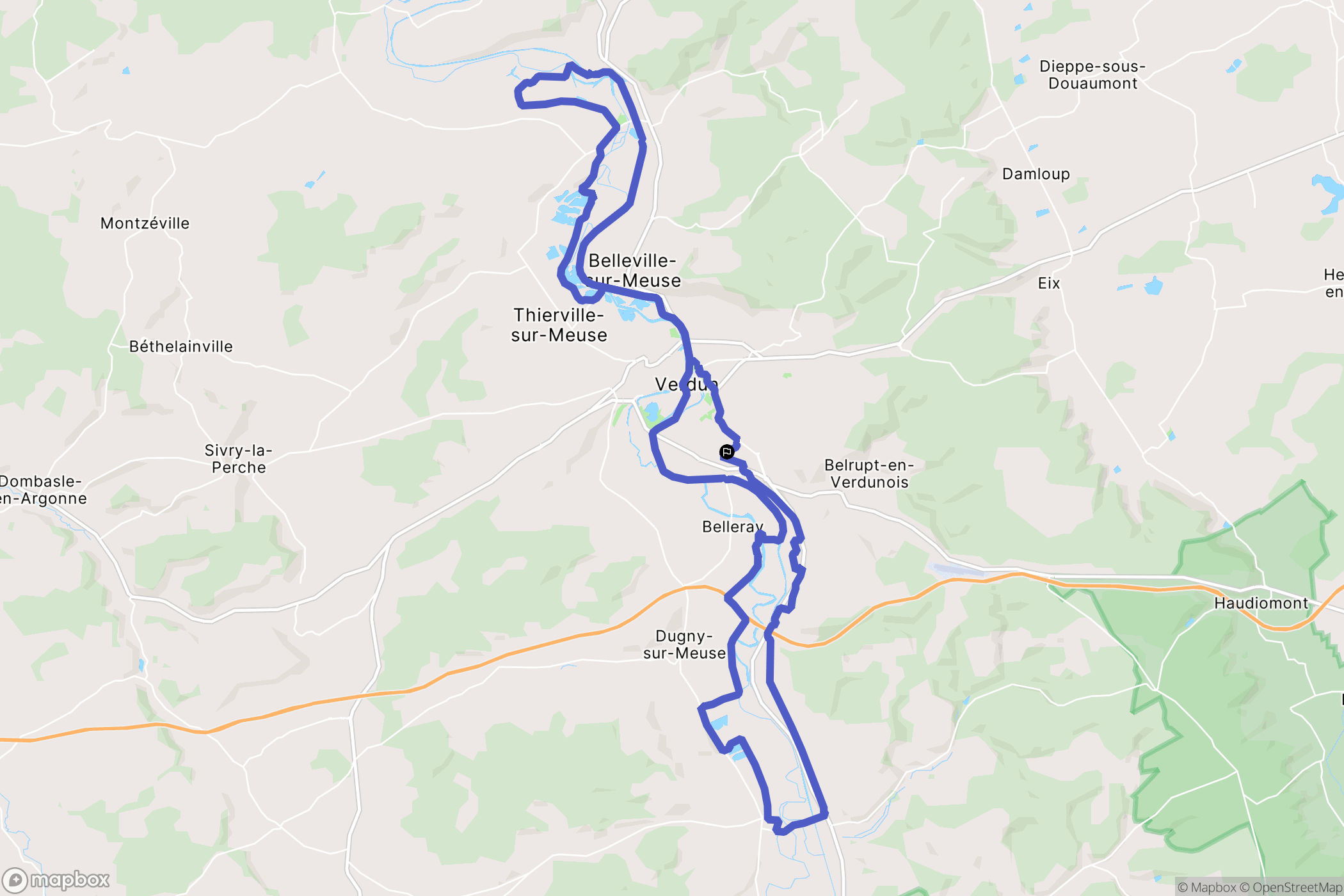 Verdun : carte du parcours de randonnée - France