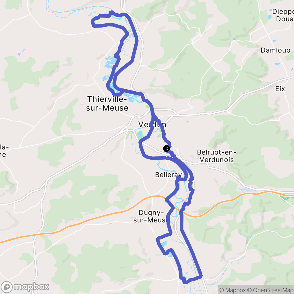 Verdun : carte du parcours de randonnée - France