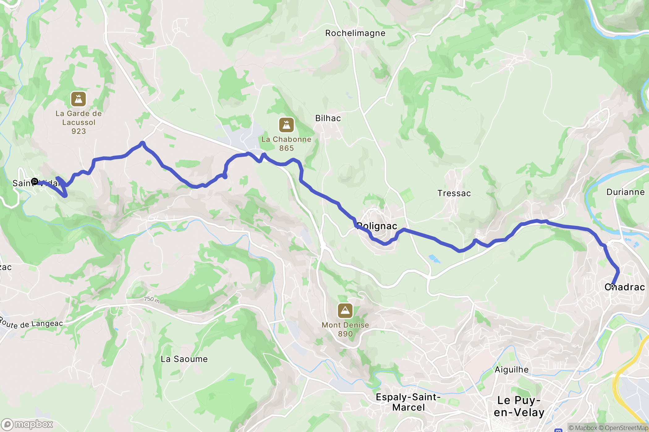 Chadrac : carte du parcours de randonnée - France