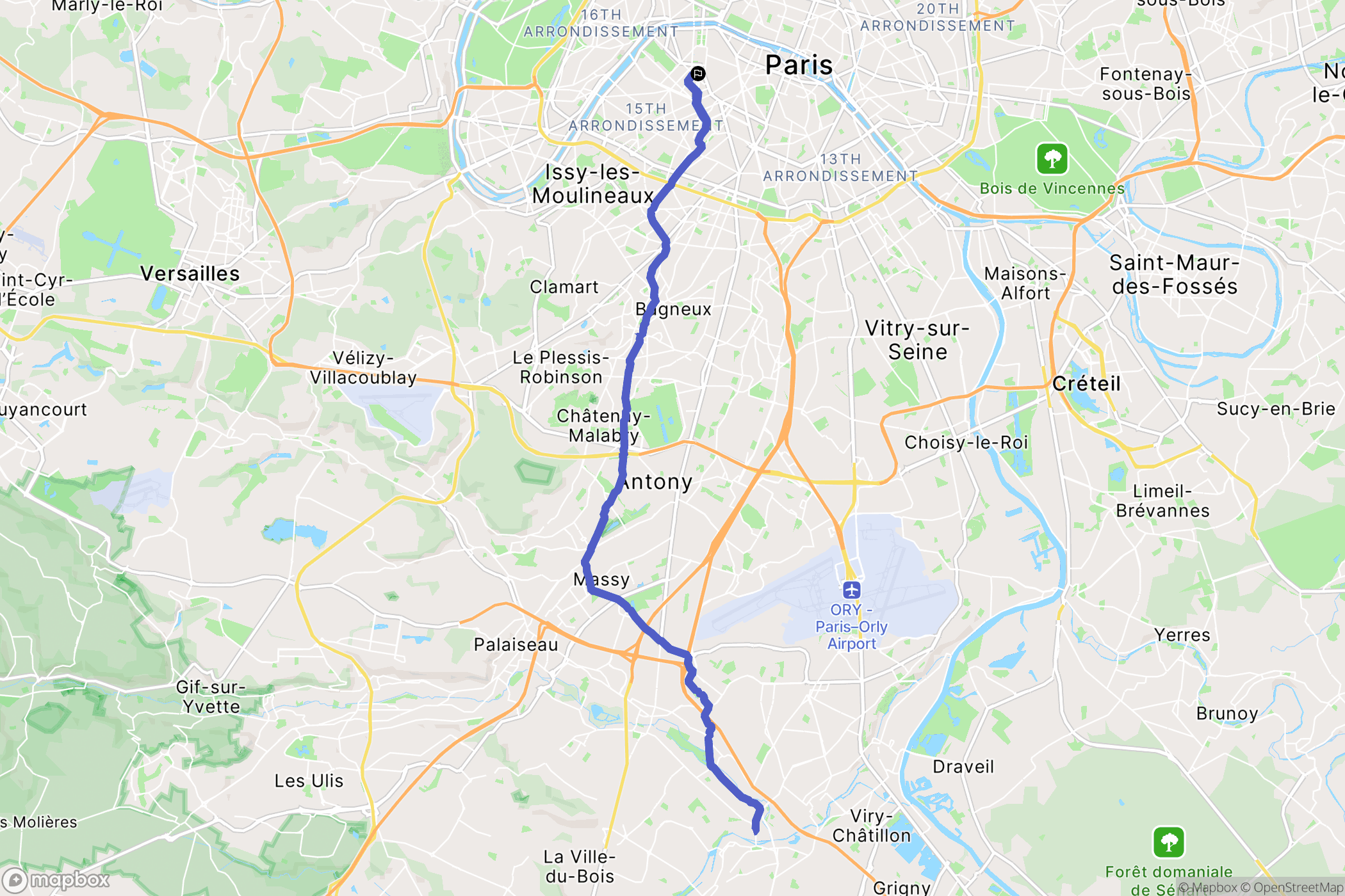 Paris : carte du parcours de randonnée - France