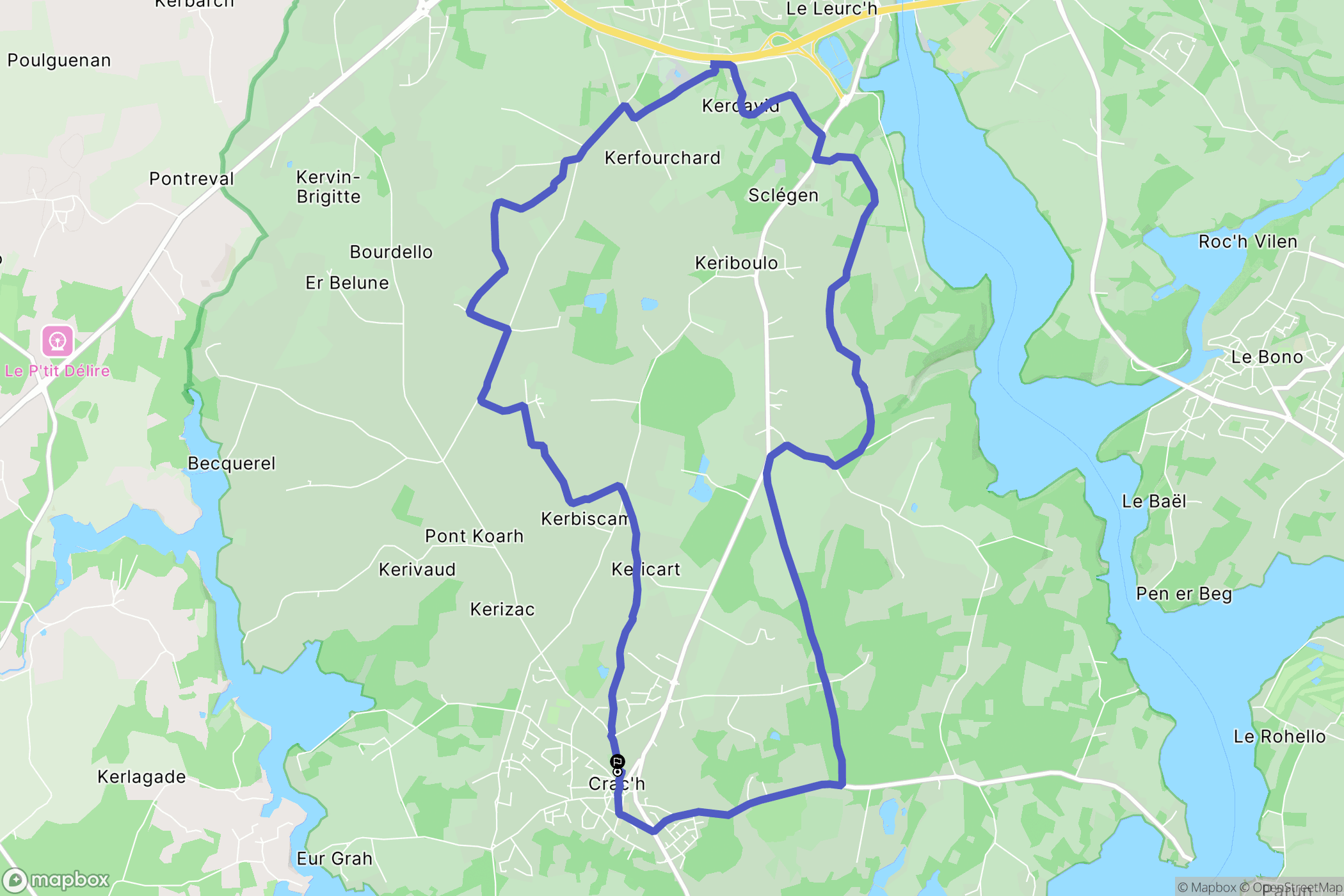 Crac'h : carte du parcours de randonnée - France