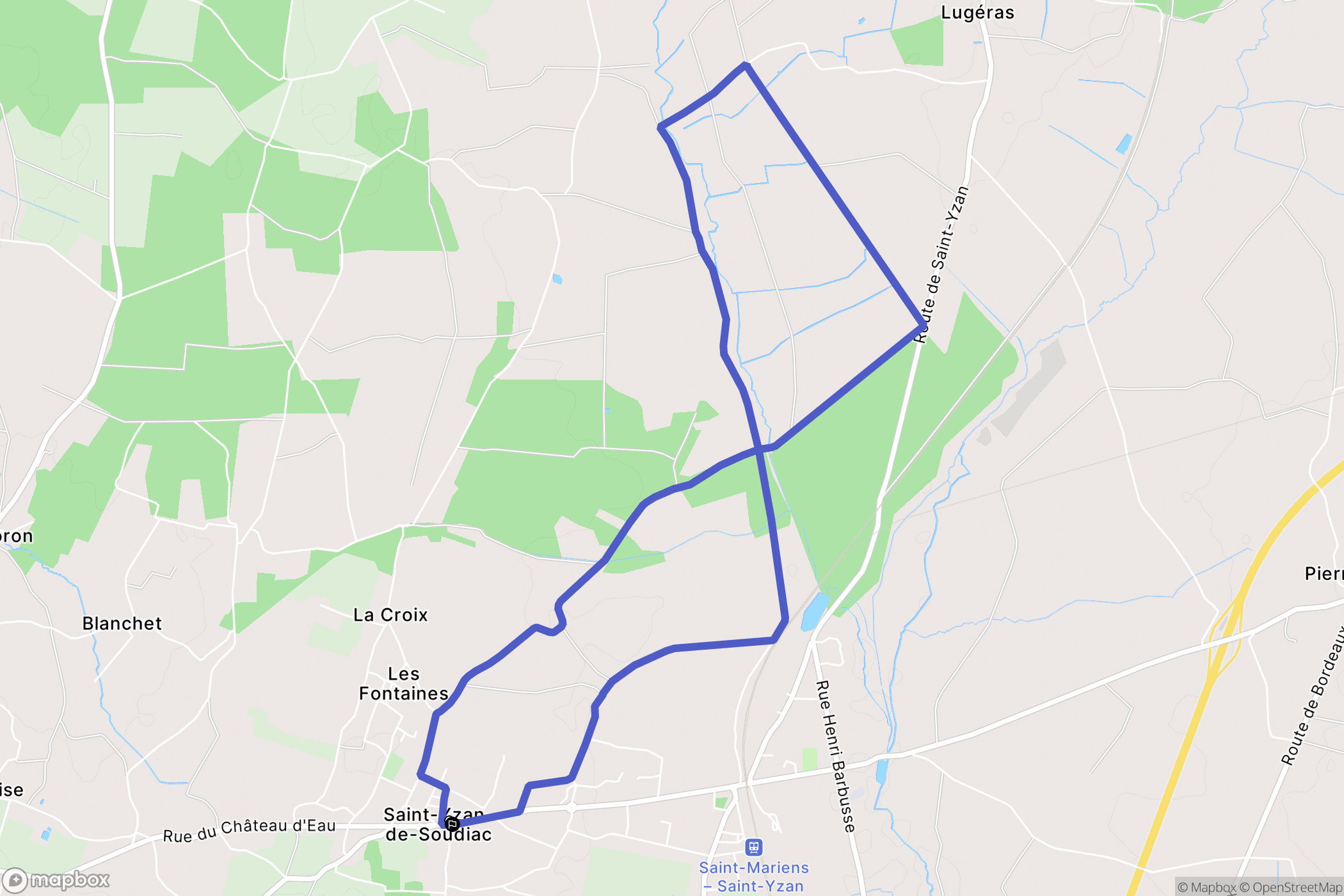 Saint-Yzan-de-Soudiac : carte du parcours de randonnée - France