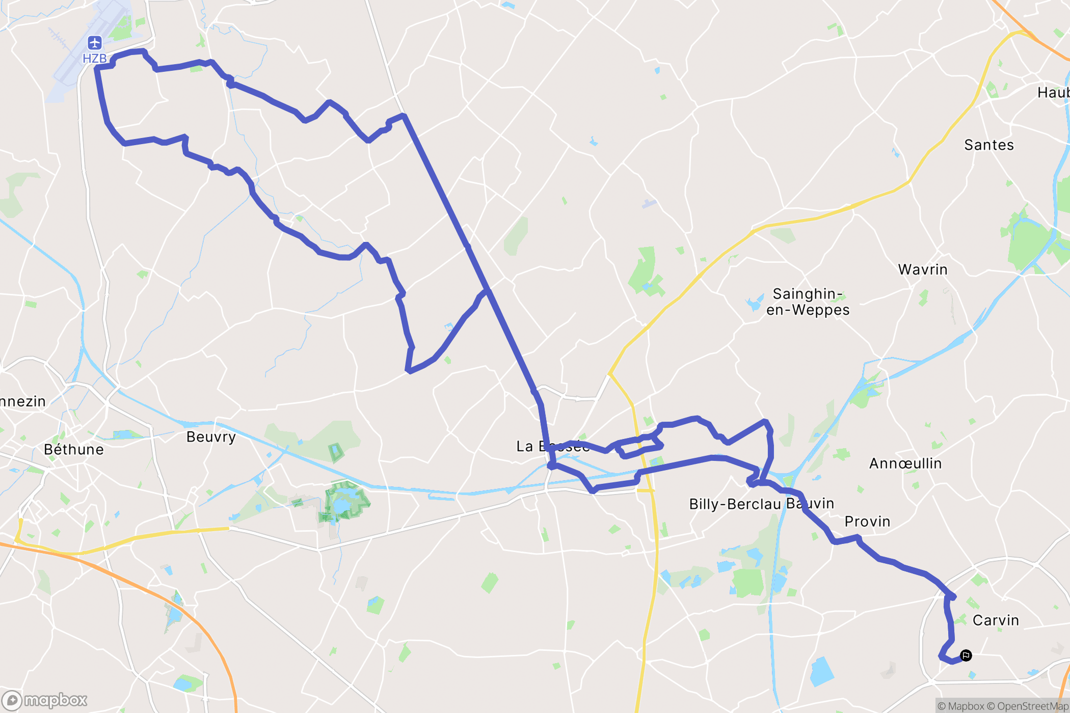 Carvin : carte du parcours de randonnée - France