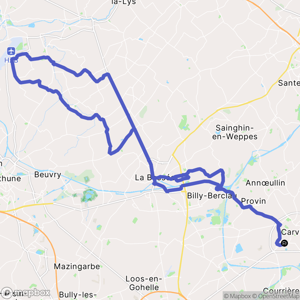 Carvin : carte du parcours de randonnée - France