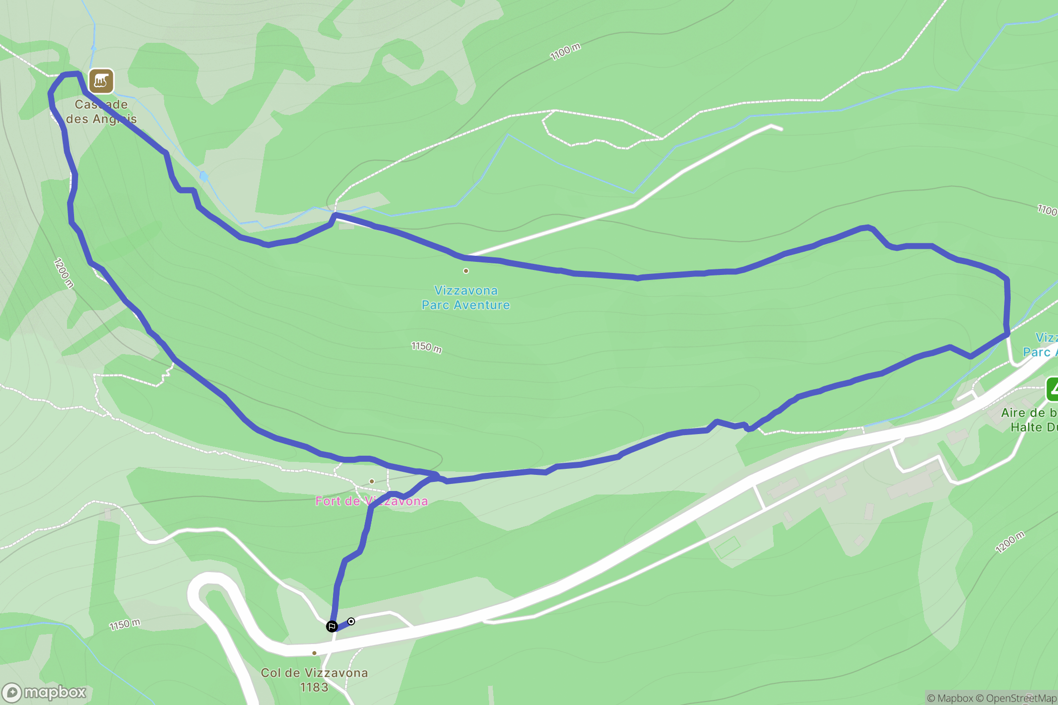 Vivario : carte du parcours de randonnée - France