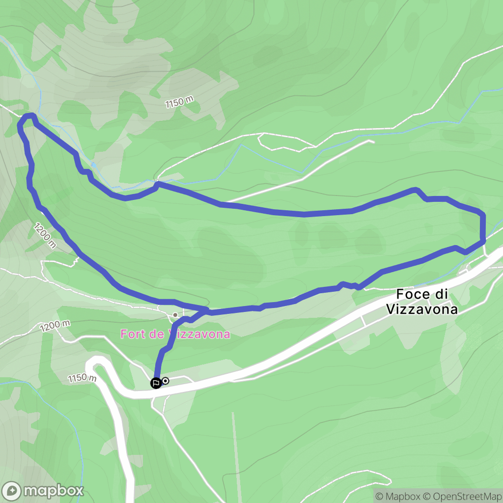 Vivario : carte du parcours de randonnée - France