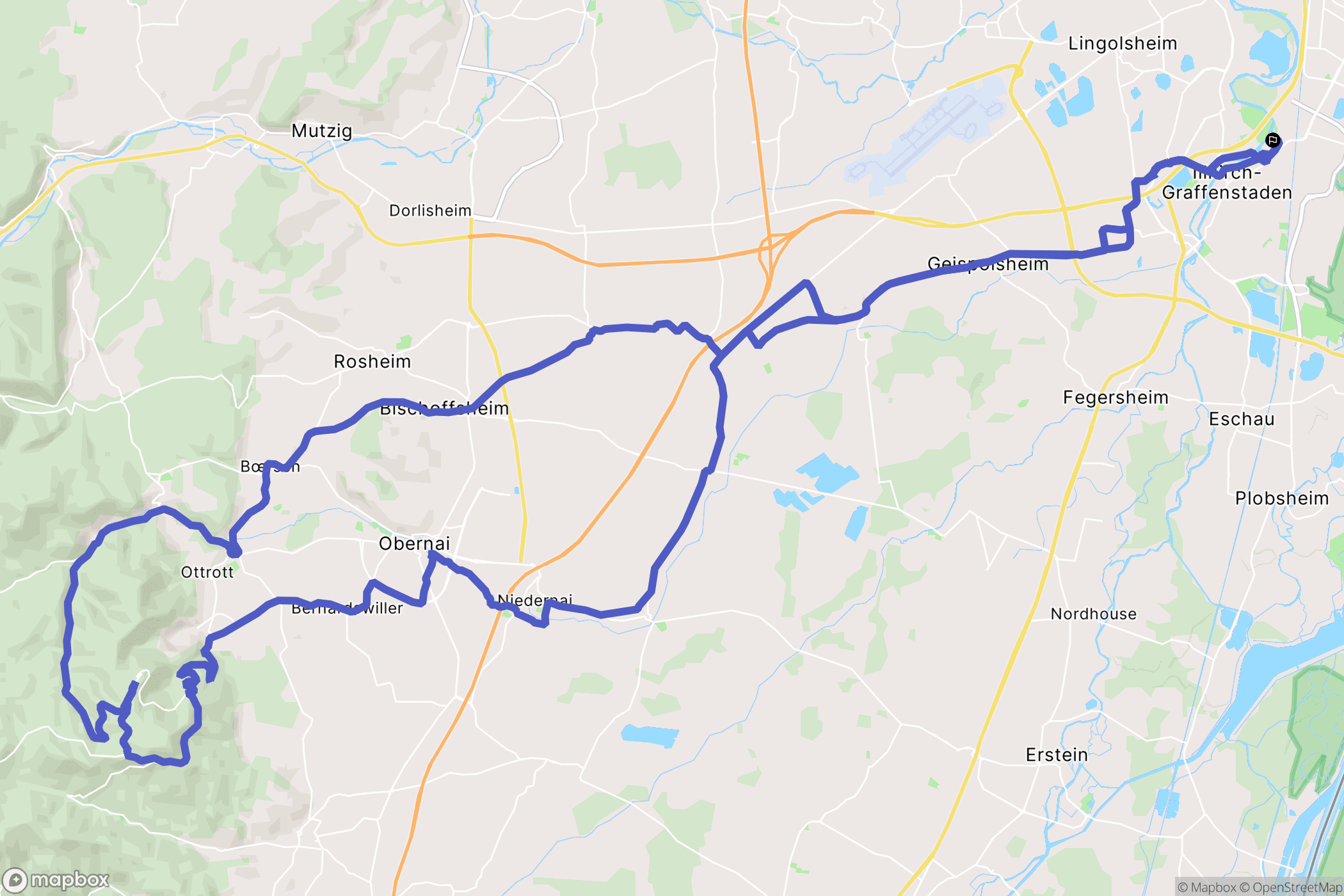 Illkirch-Graffenstaden : carte du parcours de randonnée - France