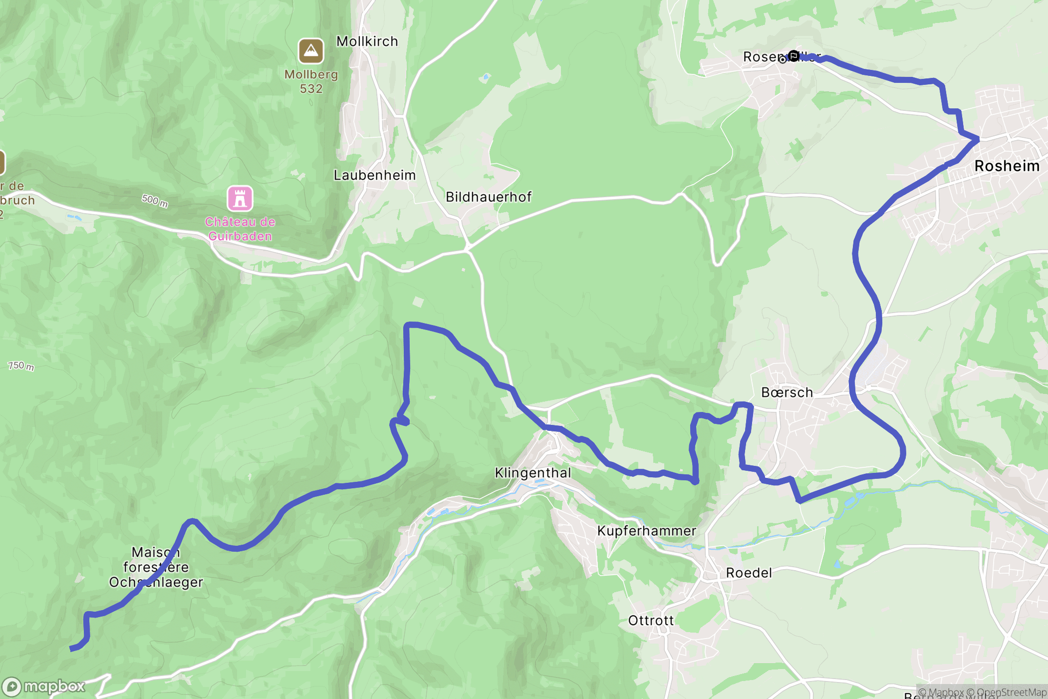 Rosenwiller : carte du parcours de randonnée - France