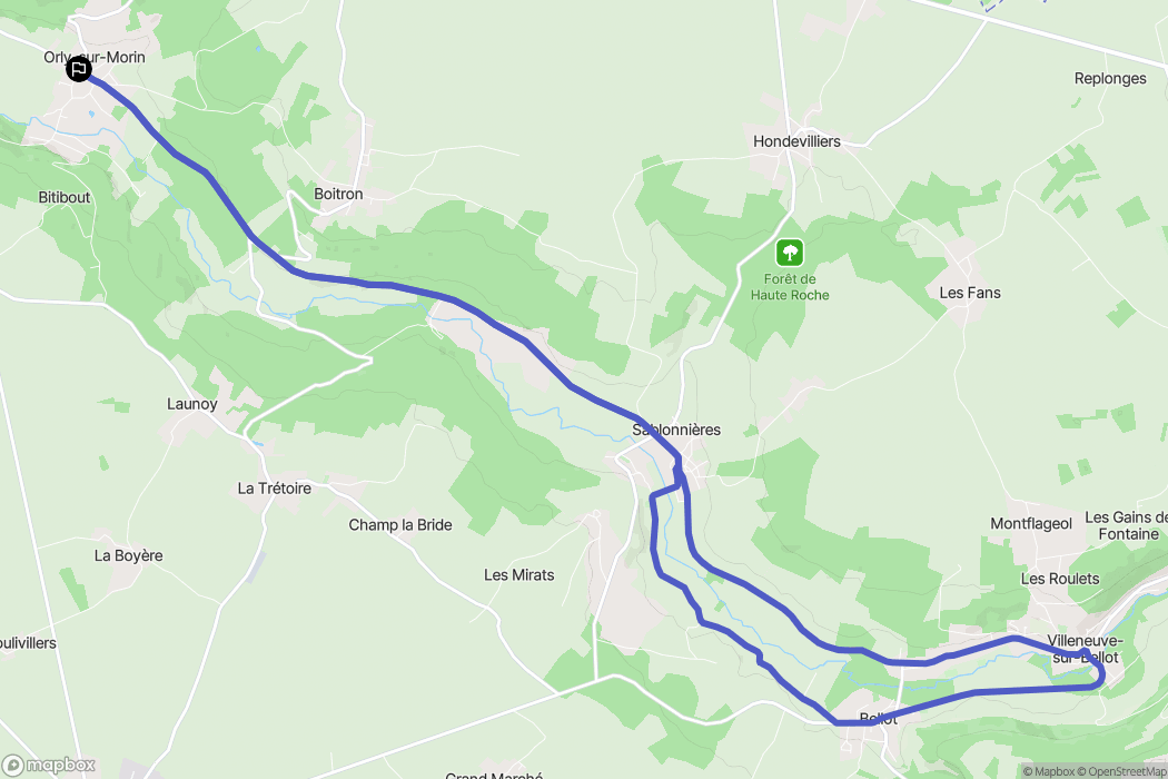 Orly-sur-Morin : carte du parcours de randonnée - France