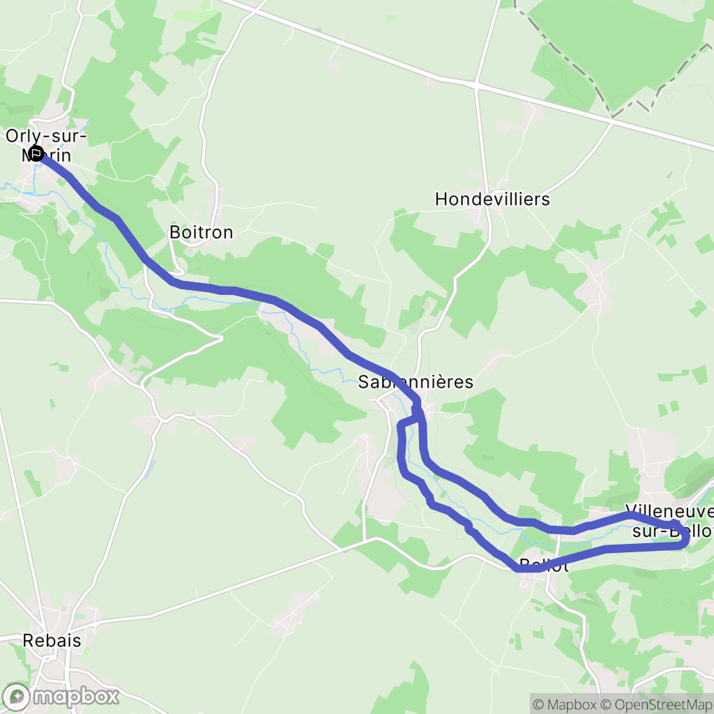 Orly-sur-Morin : carte du parcours de randonnée - France
