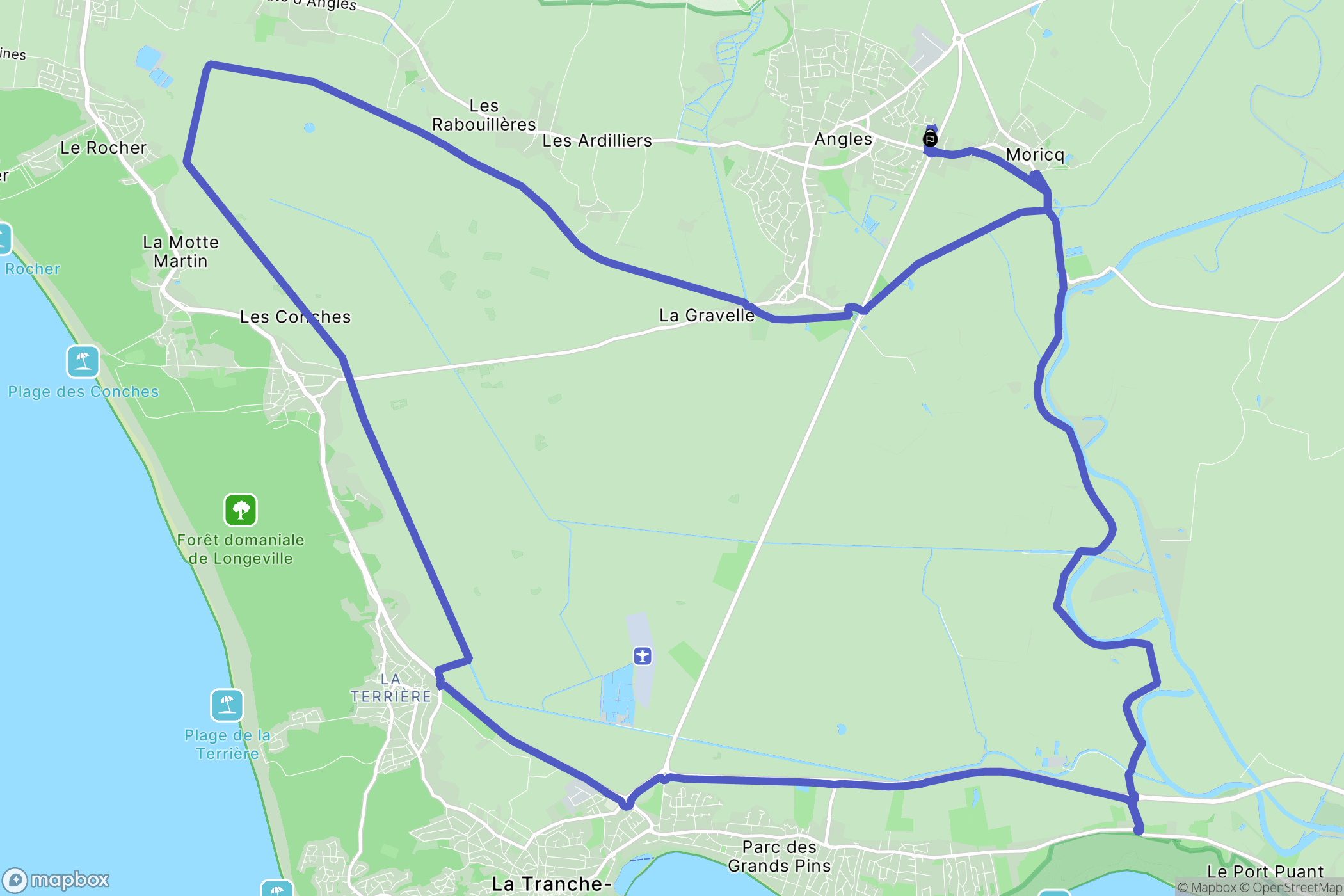 Angles : carte du parcours de randonnée - France